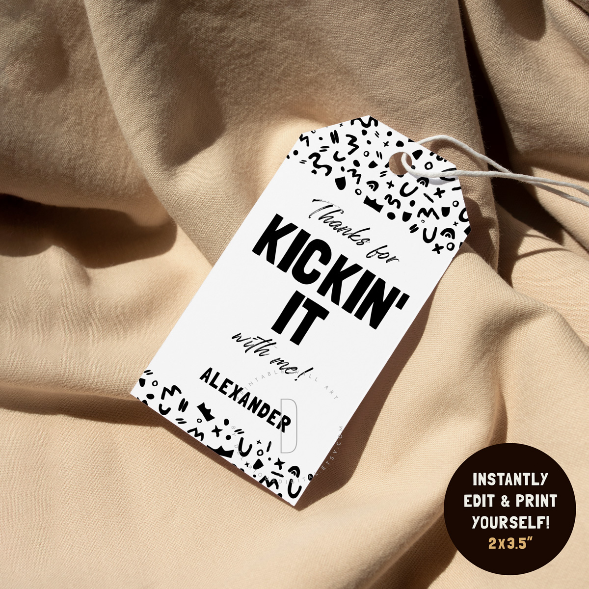 Thanks for kickin' it tag | 2x3.5" design preview