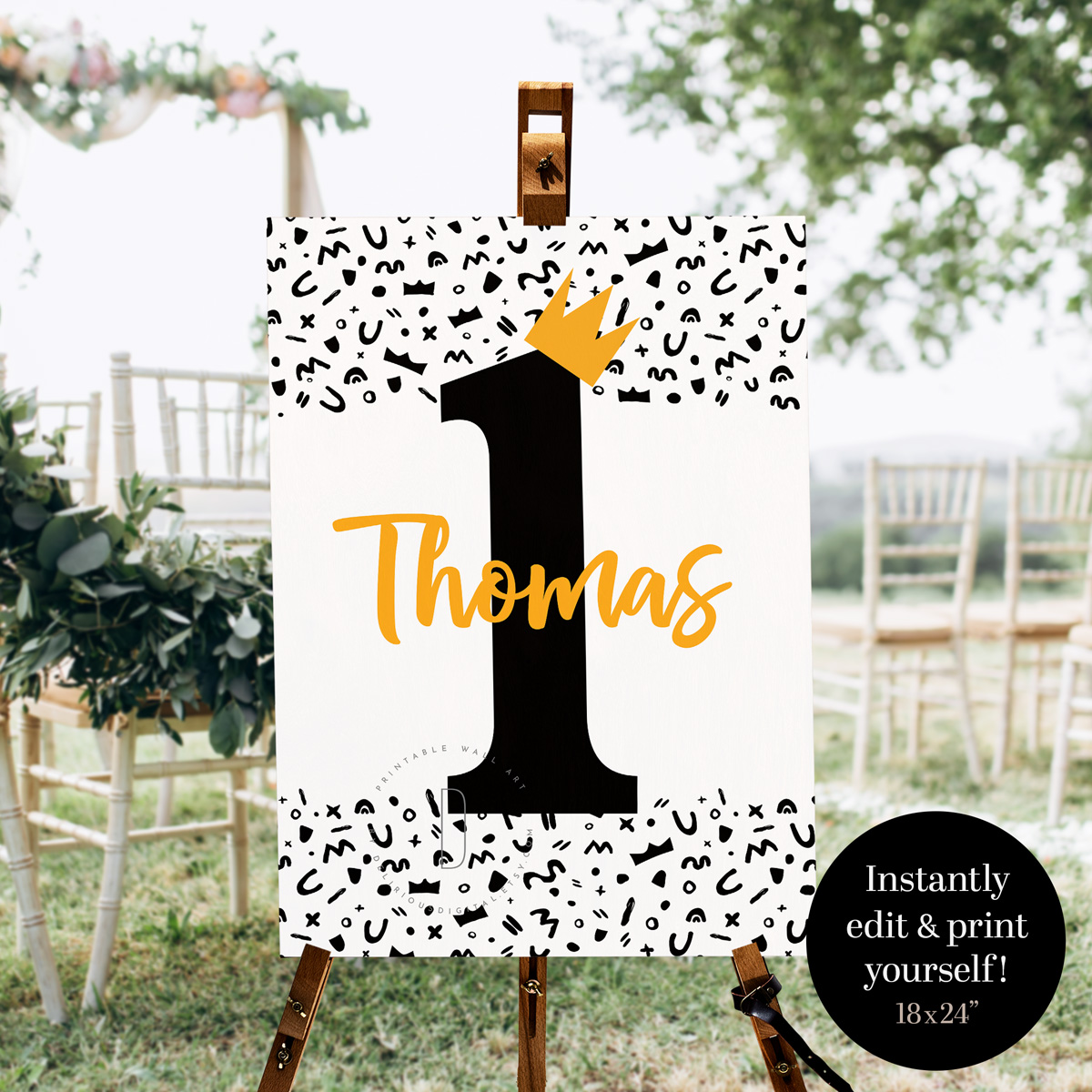 1st birthday party sign | 18x24" design preview