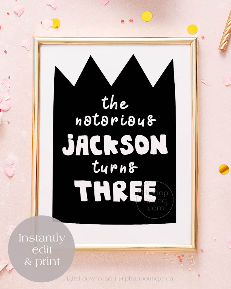 The Notorious Three birthday sign design preview