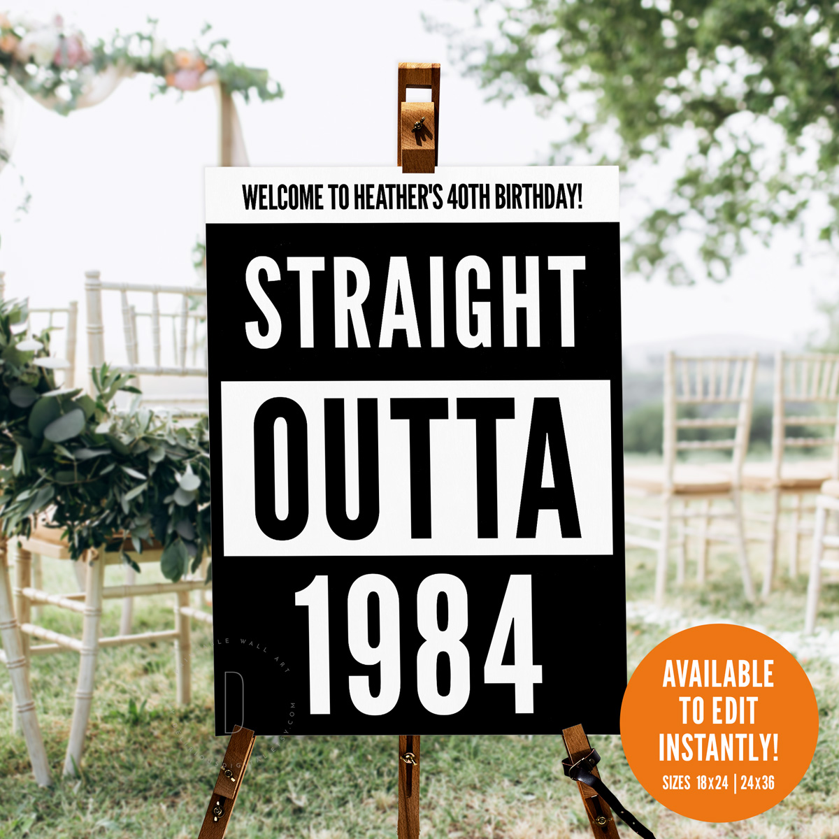 Straight Outta 1984 Birthday Welcome Sign design preview