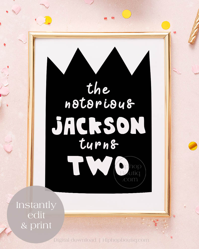 The Notorious Two birthday sign design preview