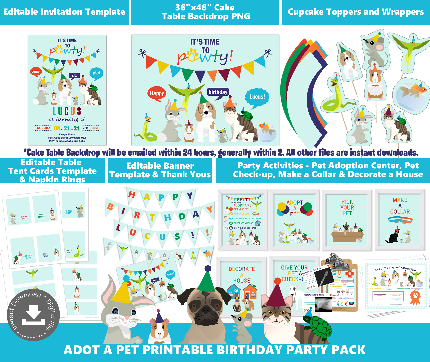 Pet Party Pack Multiblue design preview
