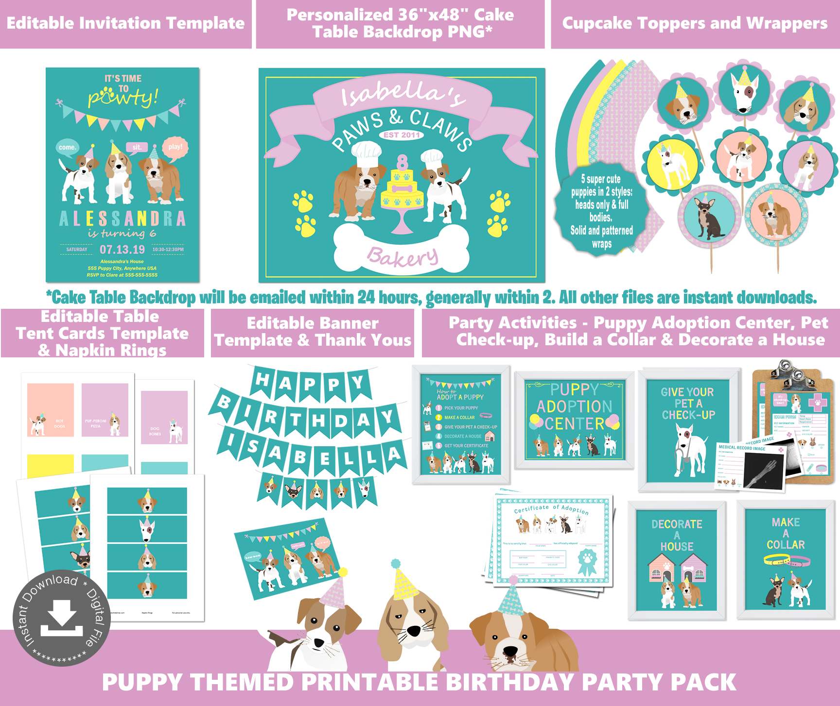 Puppy Party Pack Bakery Teal design preview