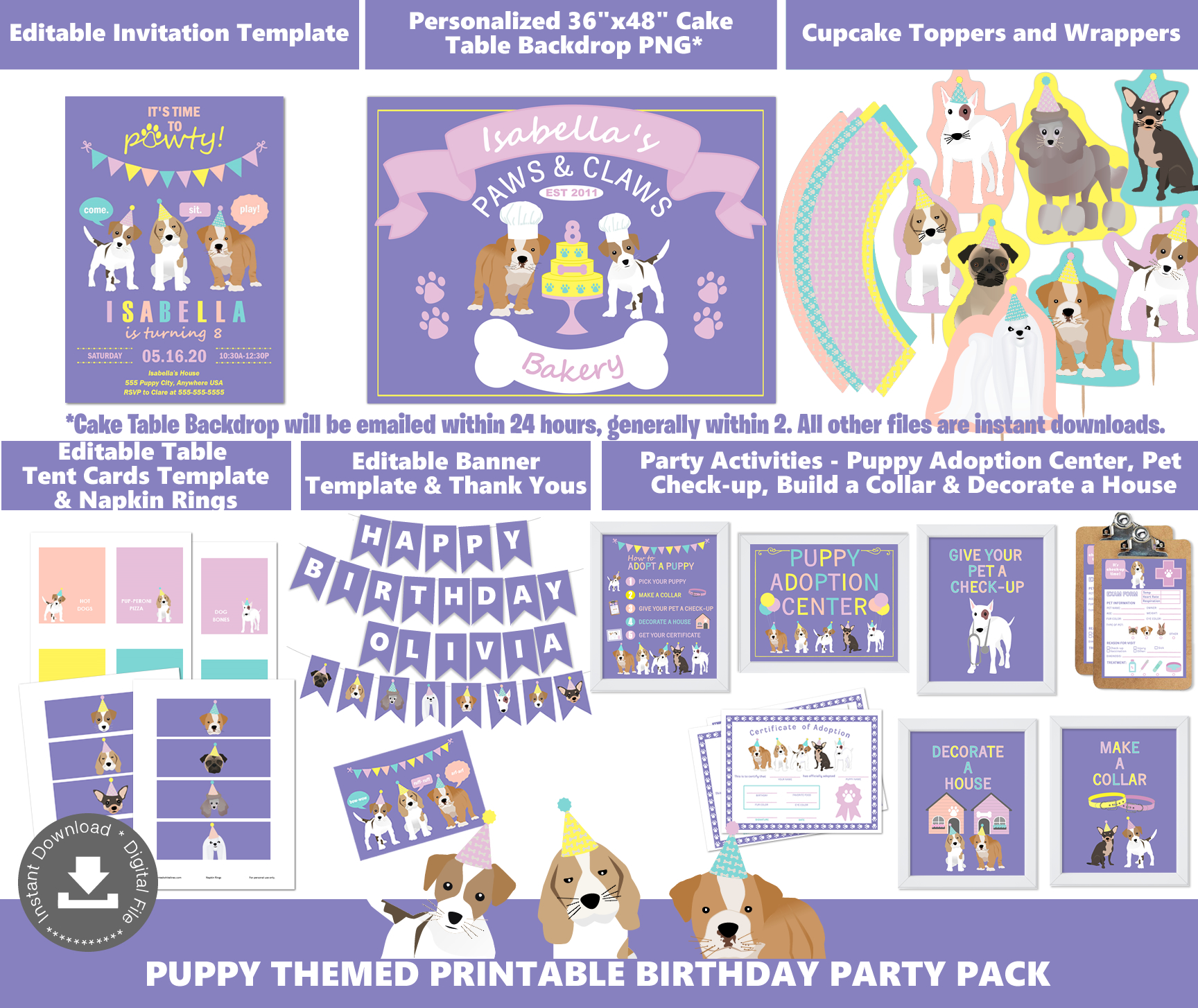 Puppy Party Pack Bakery Purple design preview