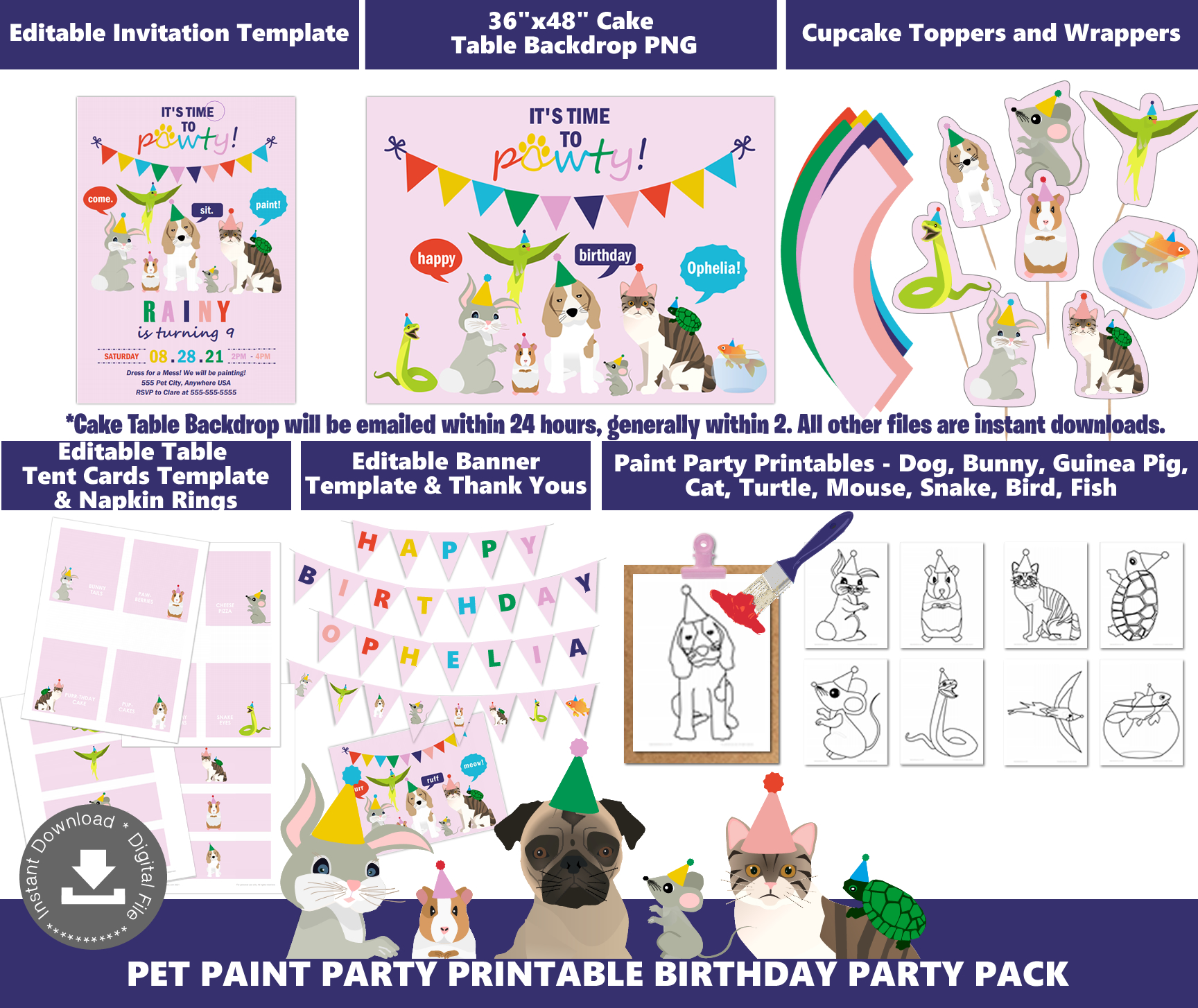 Pet Paint Party Pack Multipink design preview