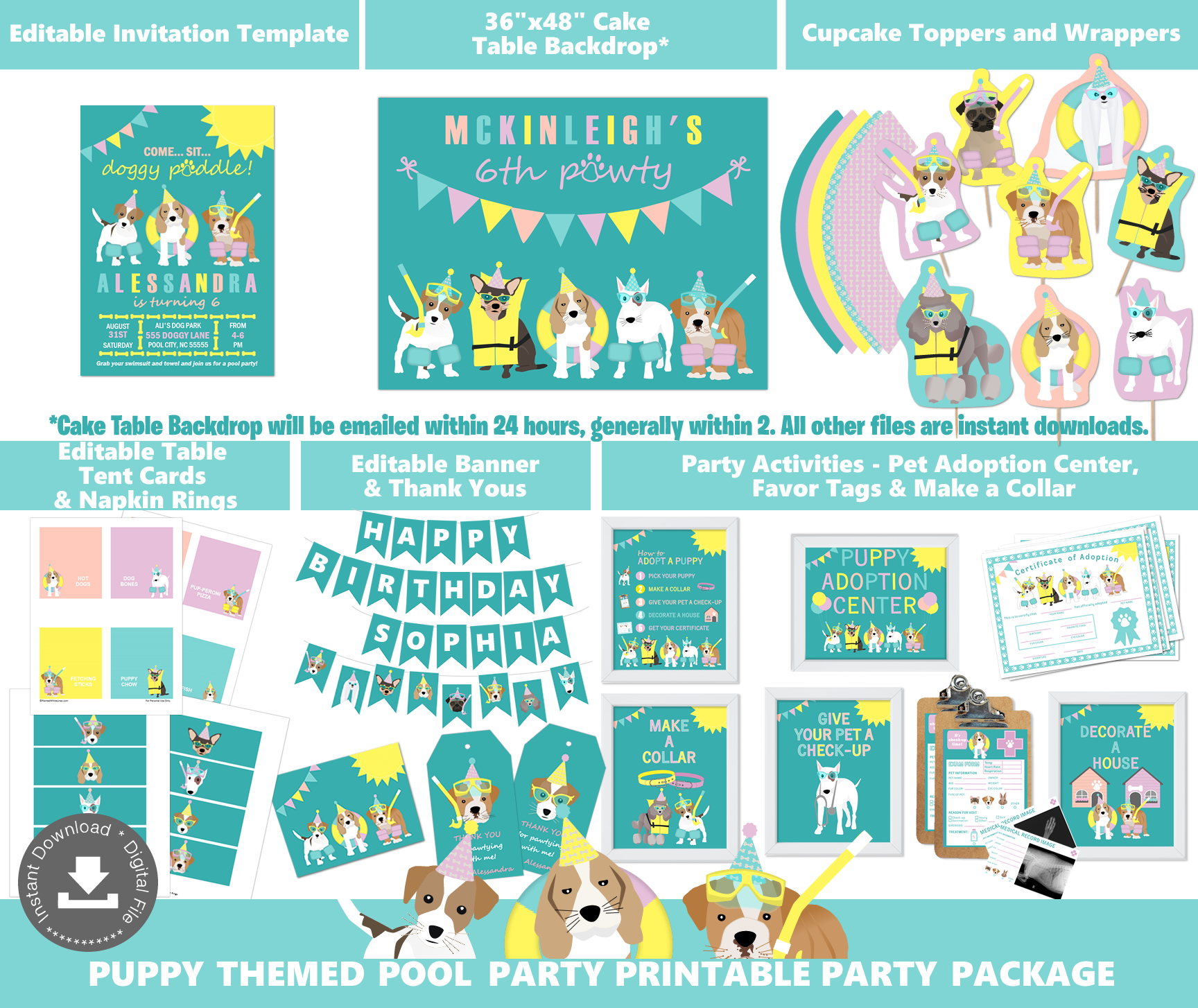 Doggy Paddle Party Pack Teal design preview