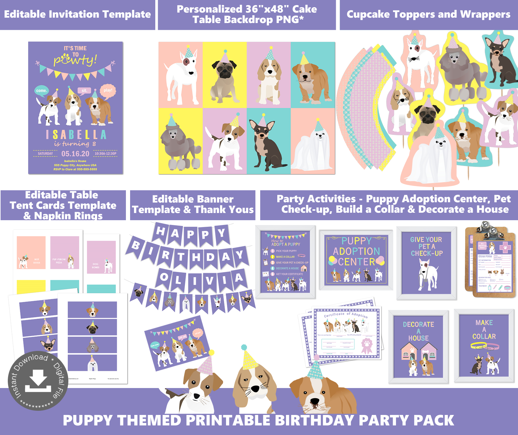 Puppy Party Pack CB Purple design preview