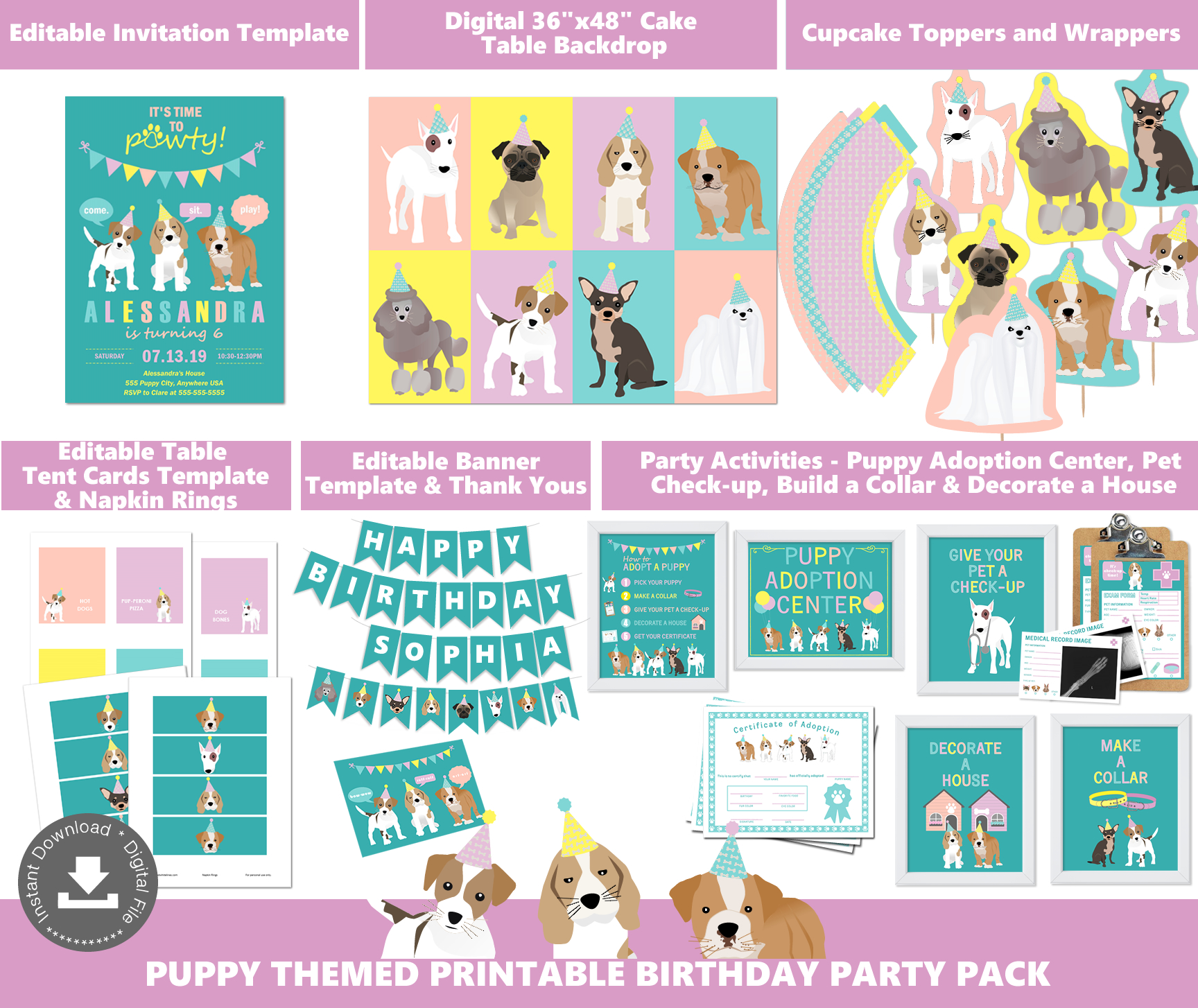 Puppy Party Pack CB Teal design preview