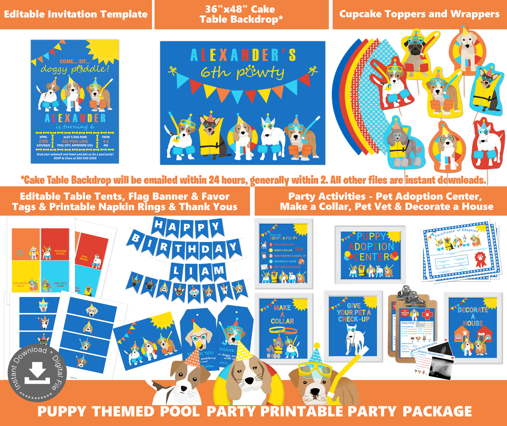 Doggy Paddle Party Pack Blue design preview