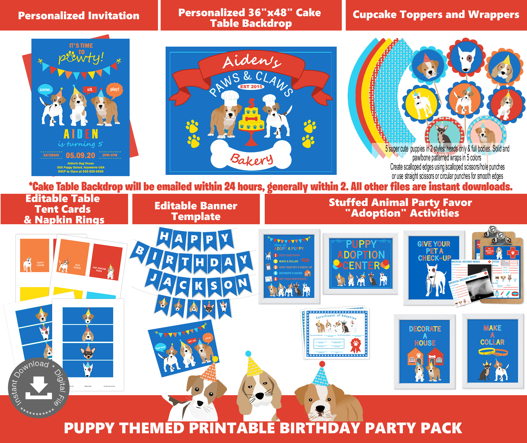 Puppy Party Pack Bakery Blue design preview