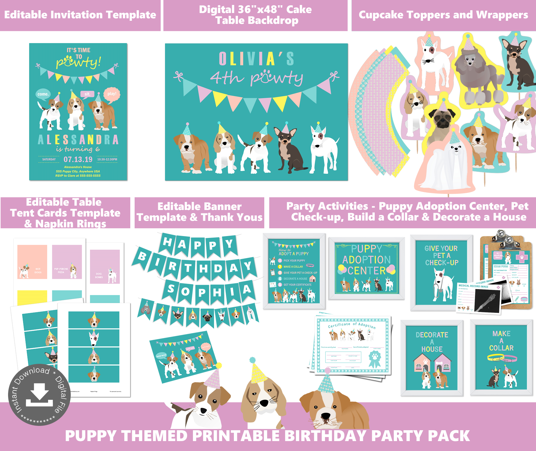 Puppy Party Pack Teal design preview
