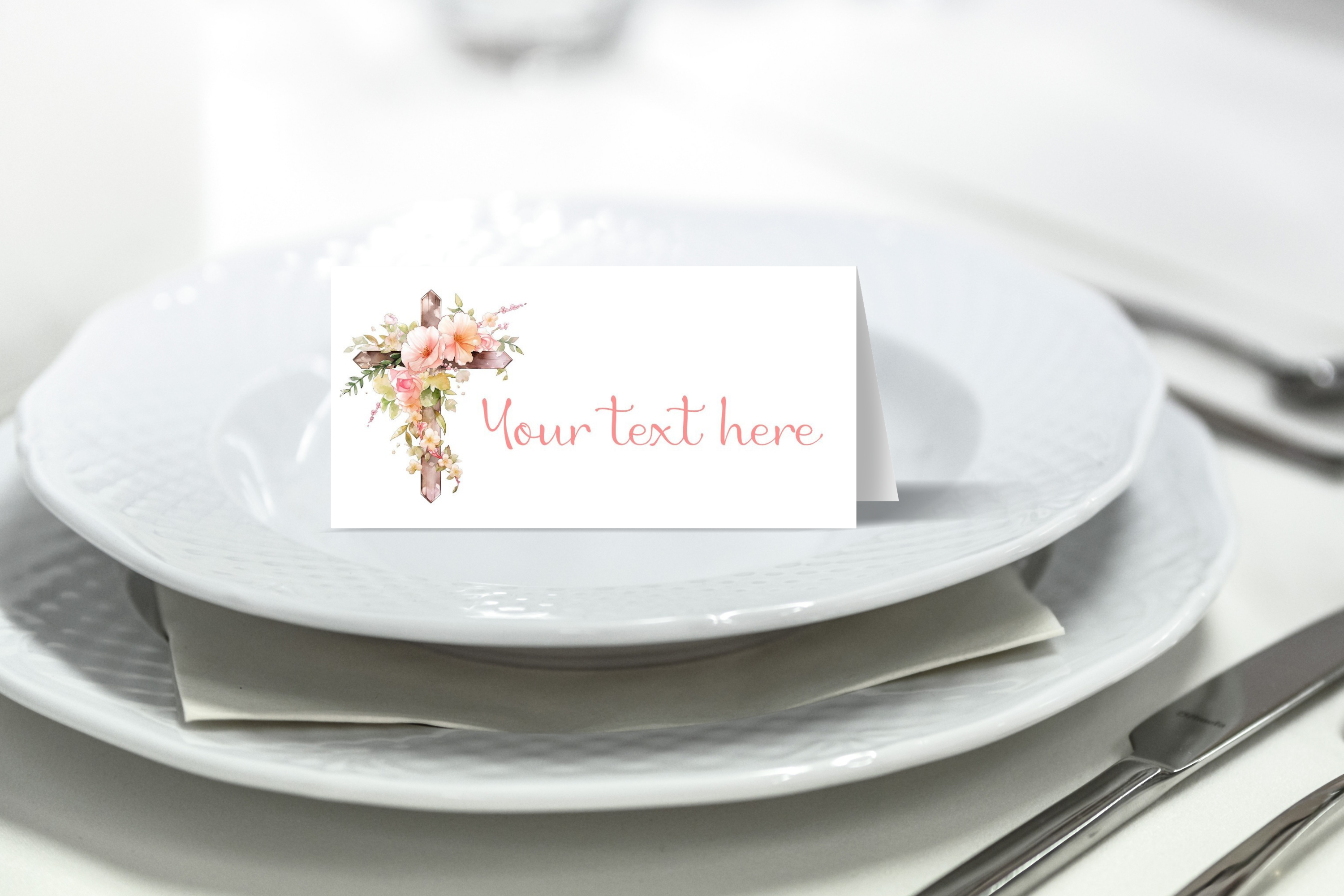 FCC901 Floral Cross Table Tents / Place Cards design preview