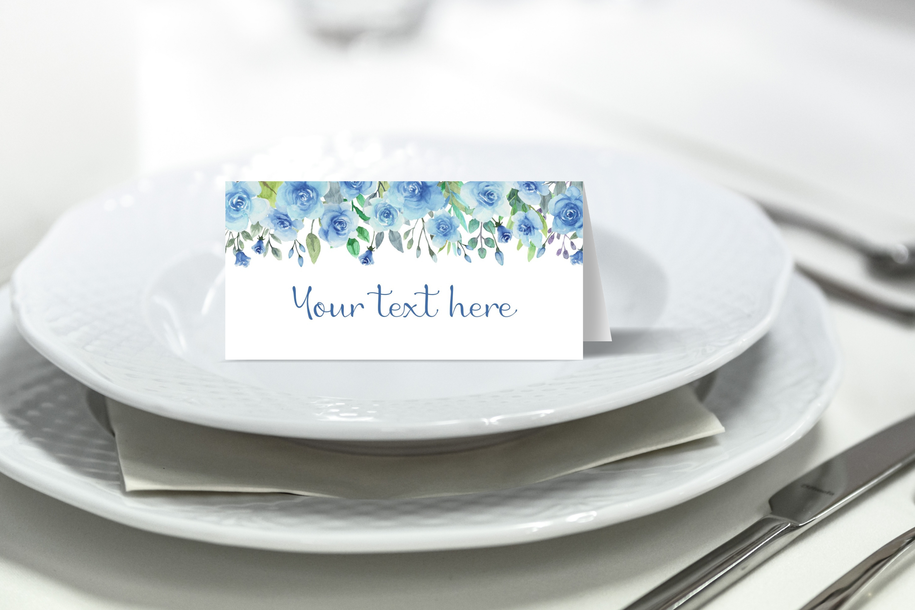 FCC905 Blue floral table tent design preview