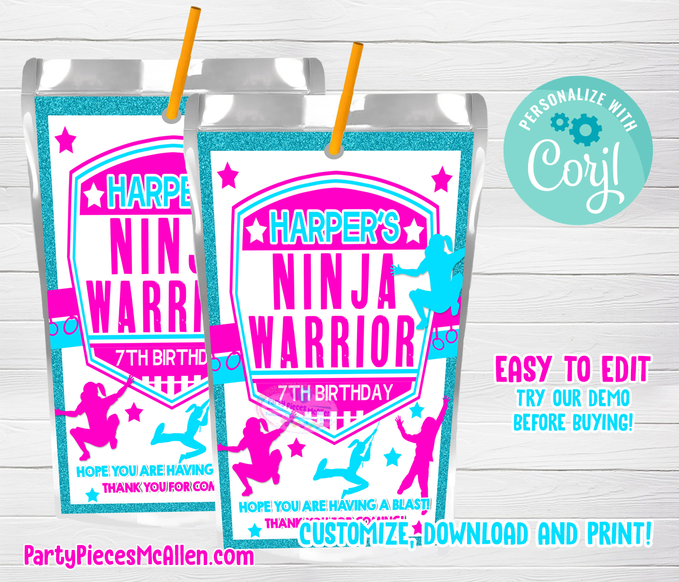 Ninja Warrior Pink Capri Sun Label design preview