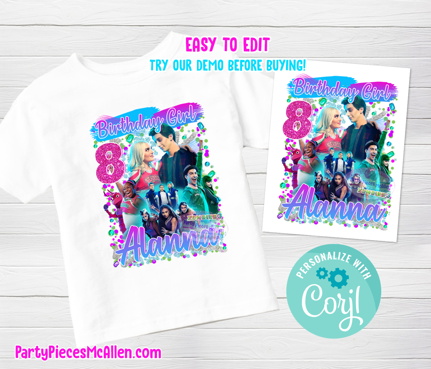 Zombies 3 Birthday Shirt design preview