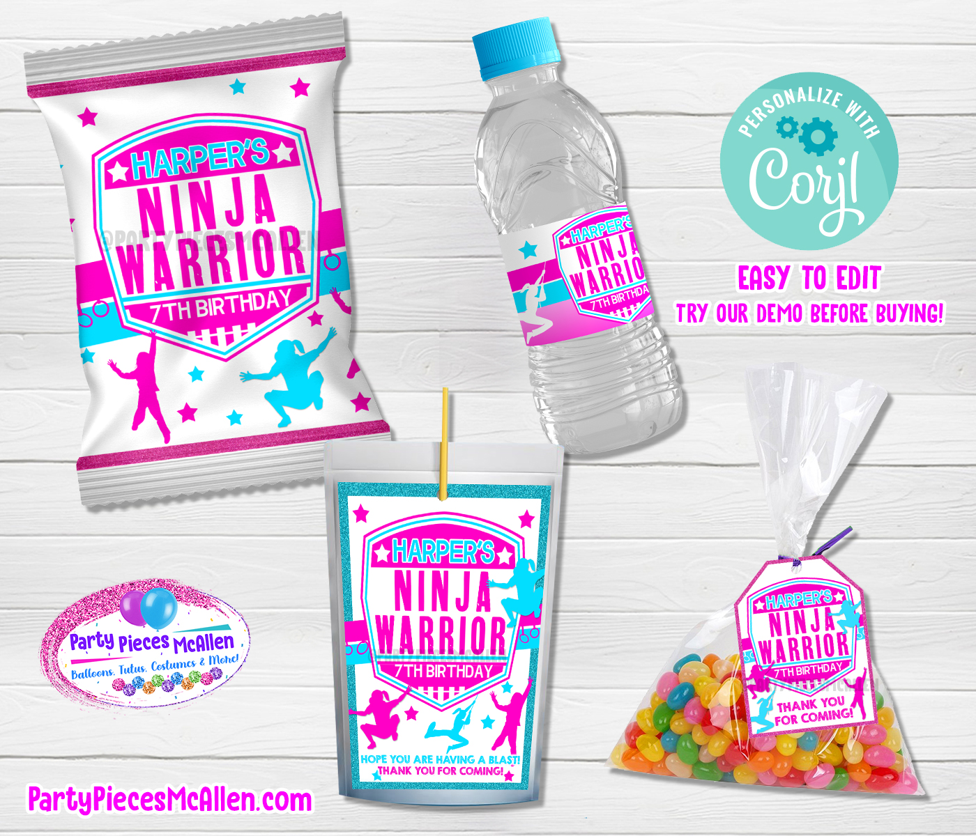 NINJA WARRIOR GIRL EDITABLE PACKAGE design preview