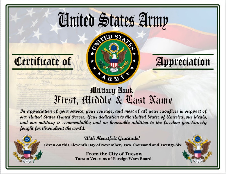Veteran Appreciation Certificates Package design preview