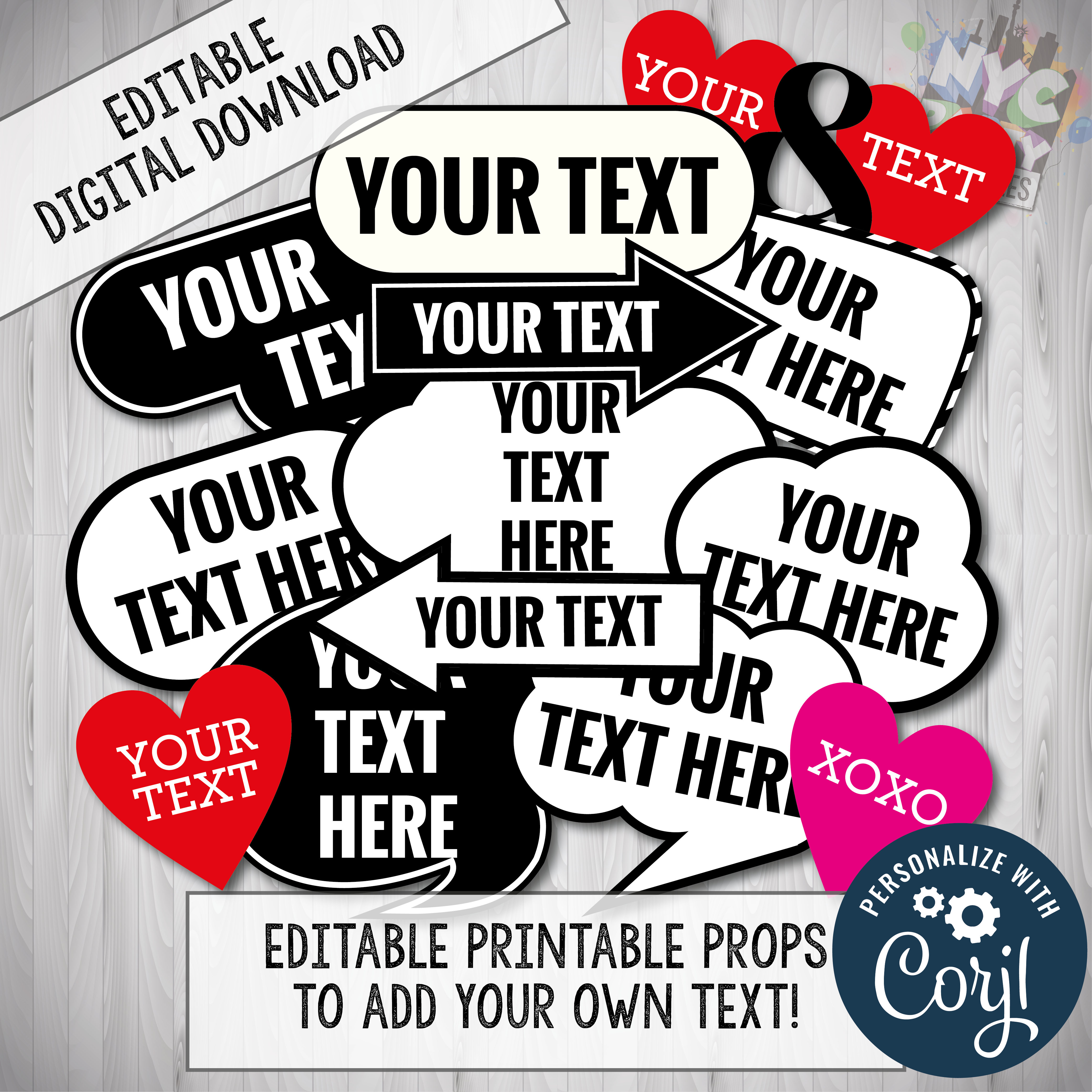 Wedding editable props design preview