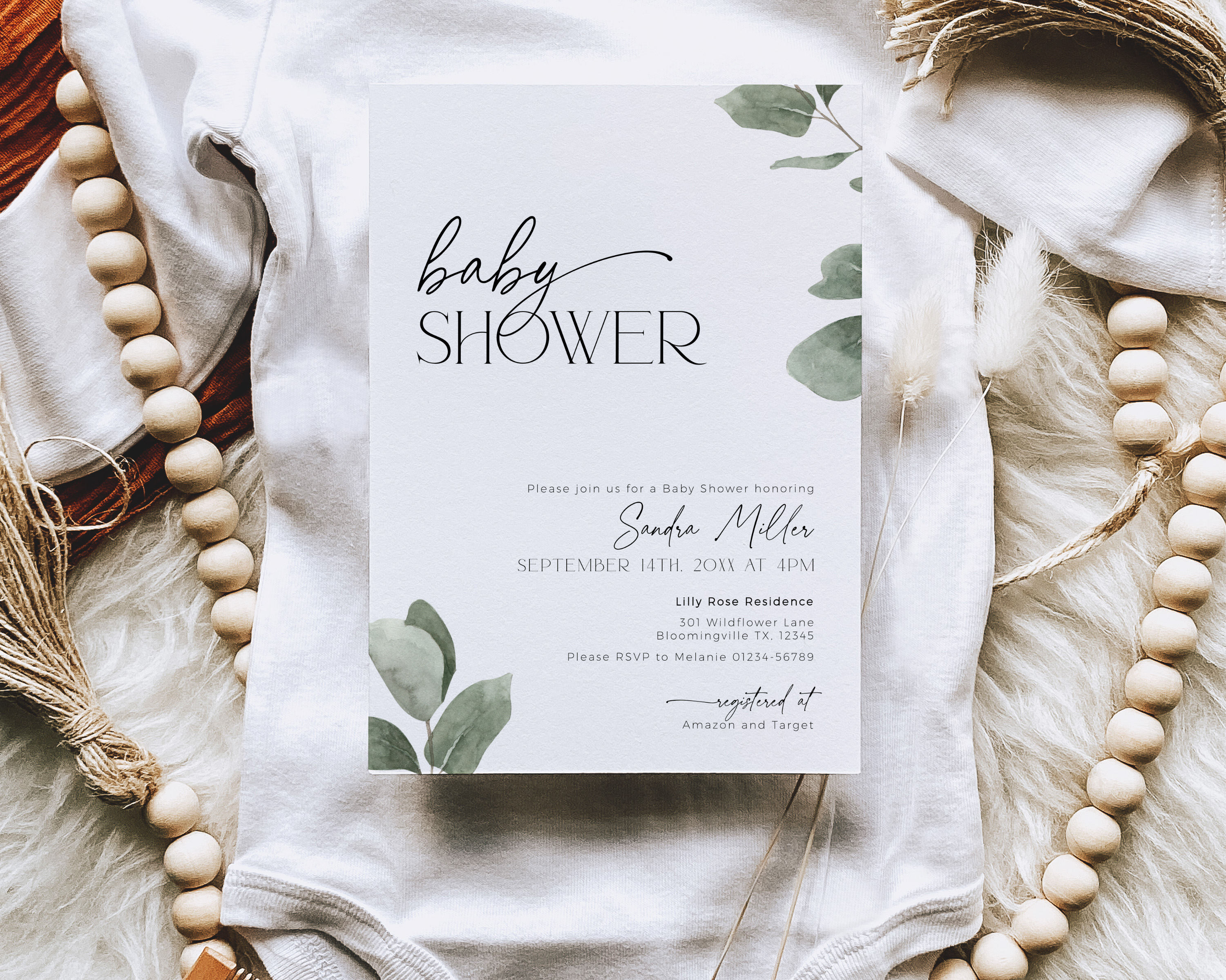 BB039-01 Invitation - Eucalyptus design preview