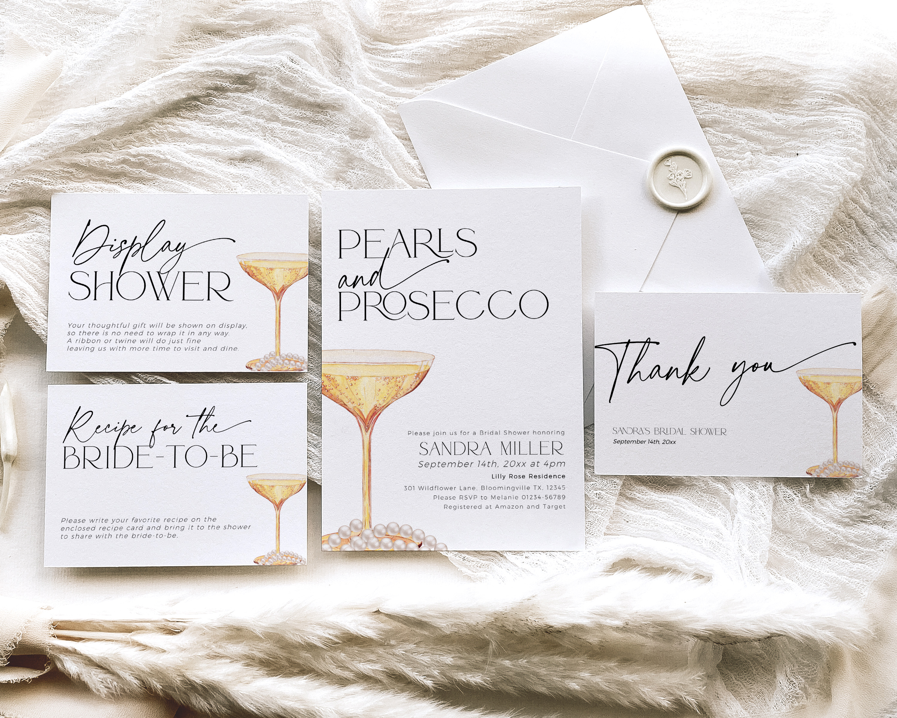 BSB61-01 Invitation BUNDLE - Pearls and Prosecco design preview