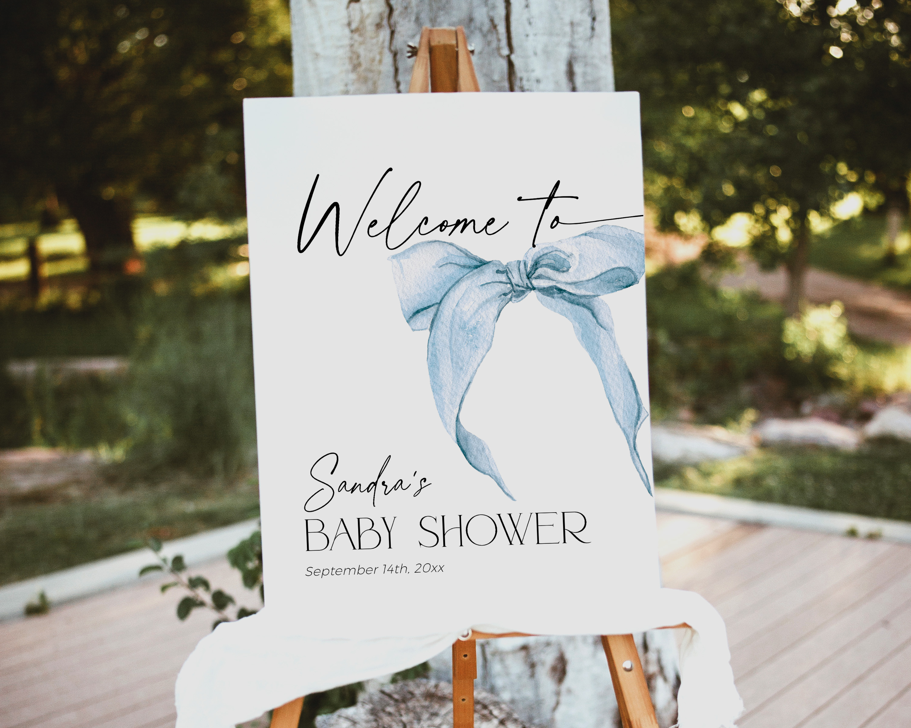 BB059-11 Welcome Sign - Bow Blue design preview