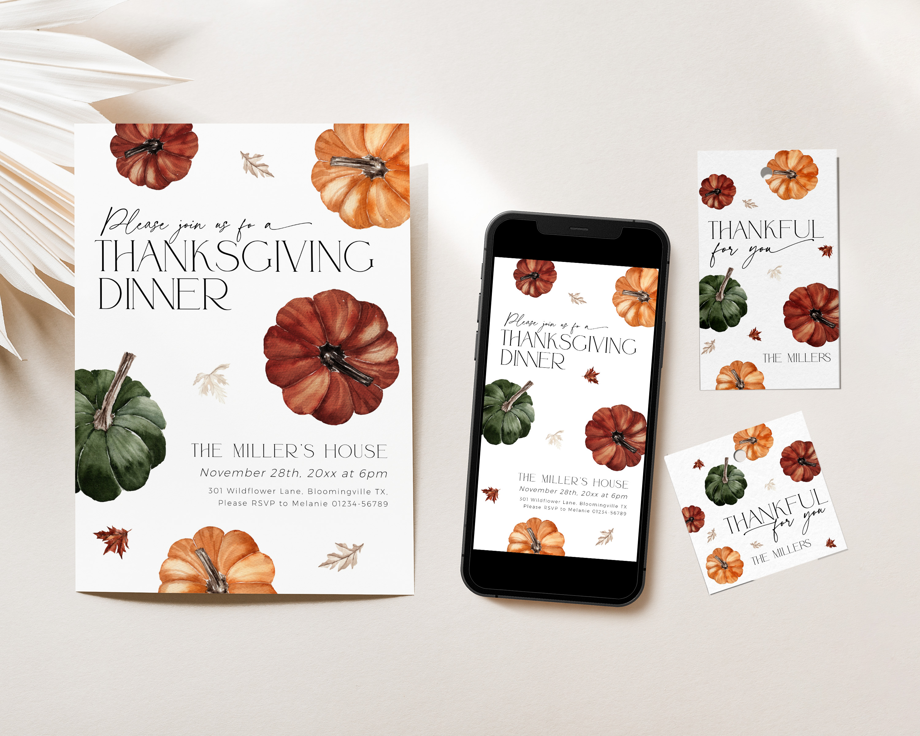 CHB68-01 Thanksgiving Invitation Bundle - Dark Pumpkins design preview
