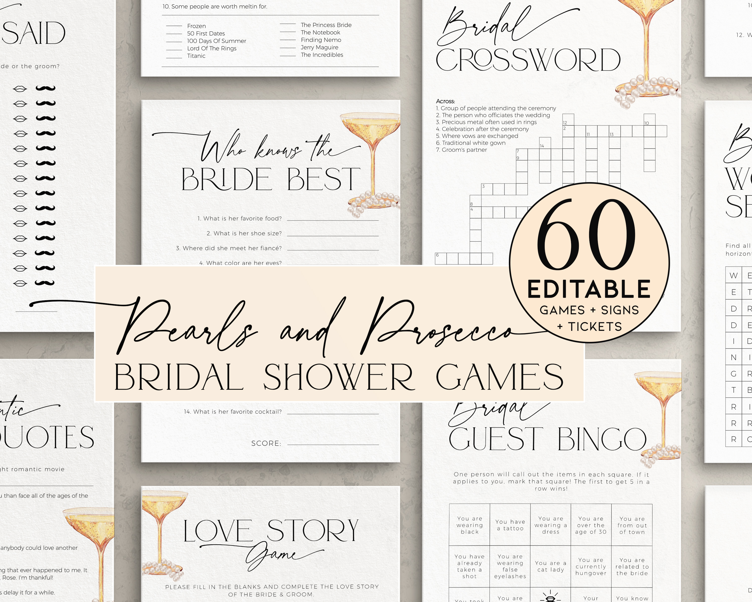 BSG61-00 Bridal Shower Games - Pearls and Prosecco design preview