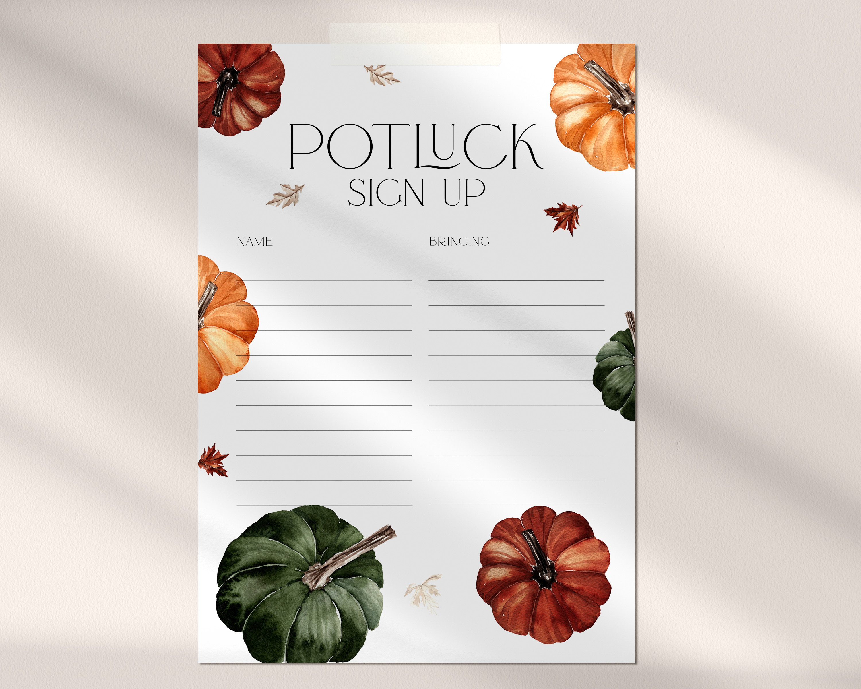 CH068-06 Potluck Sign Up Sheet - Dark Pumpkins design preview