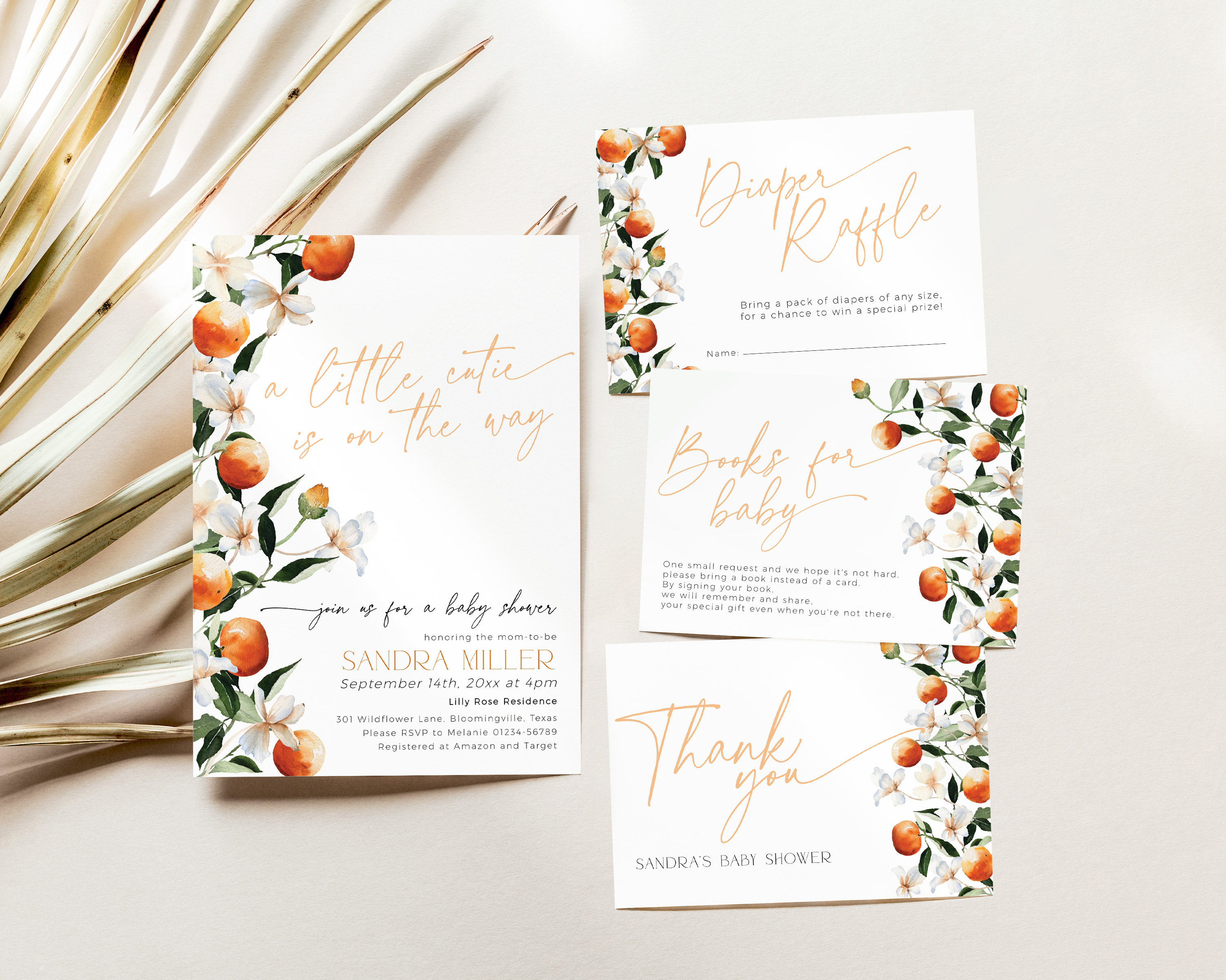 BBB91-01 Invitation Bundle - Floral Oranges design preview