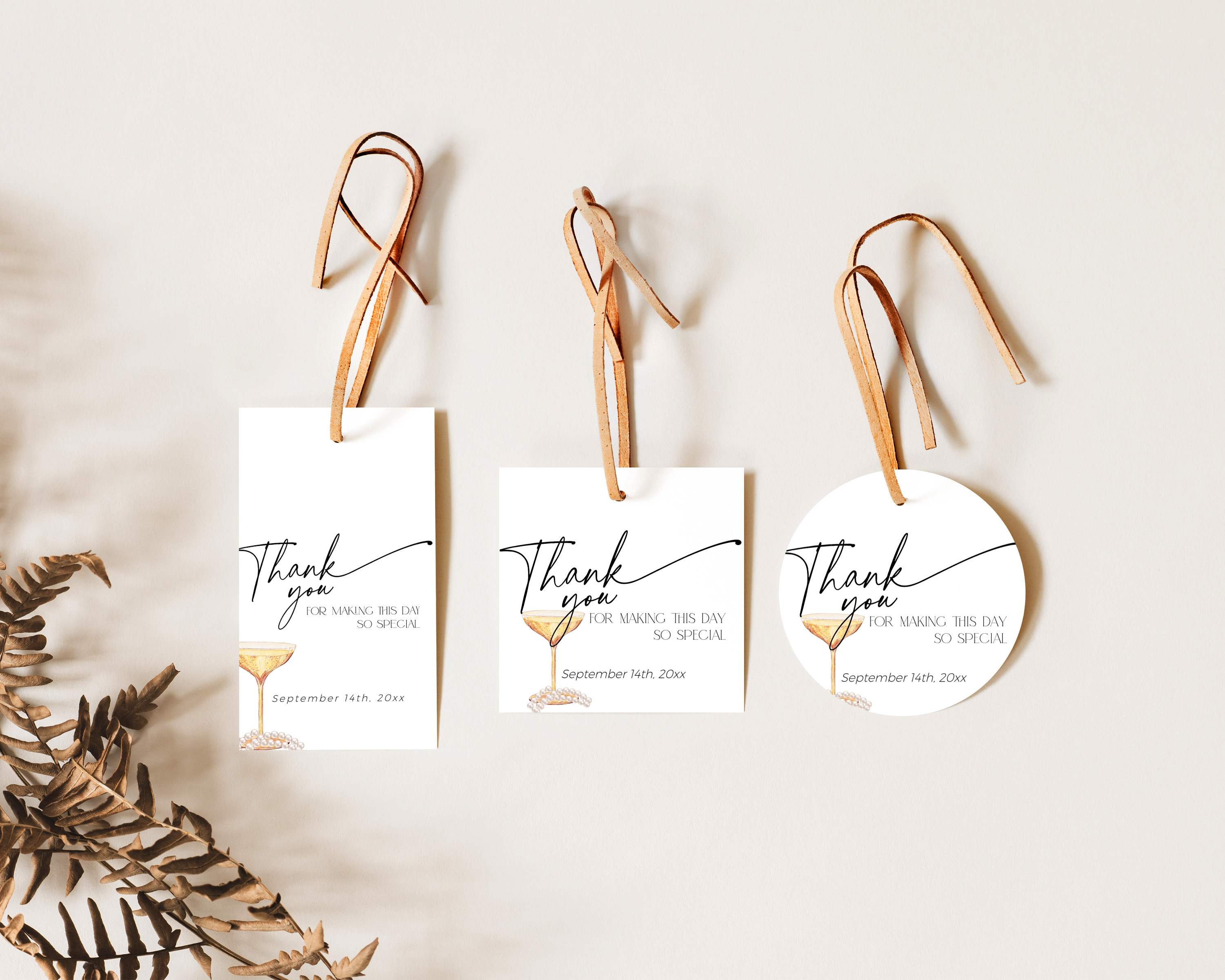 ET061-01 Thank you Tag - Pearls and Prosecco design preview