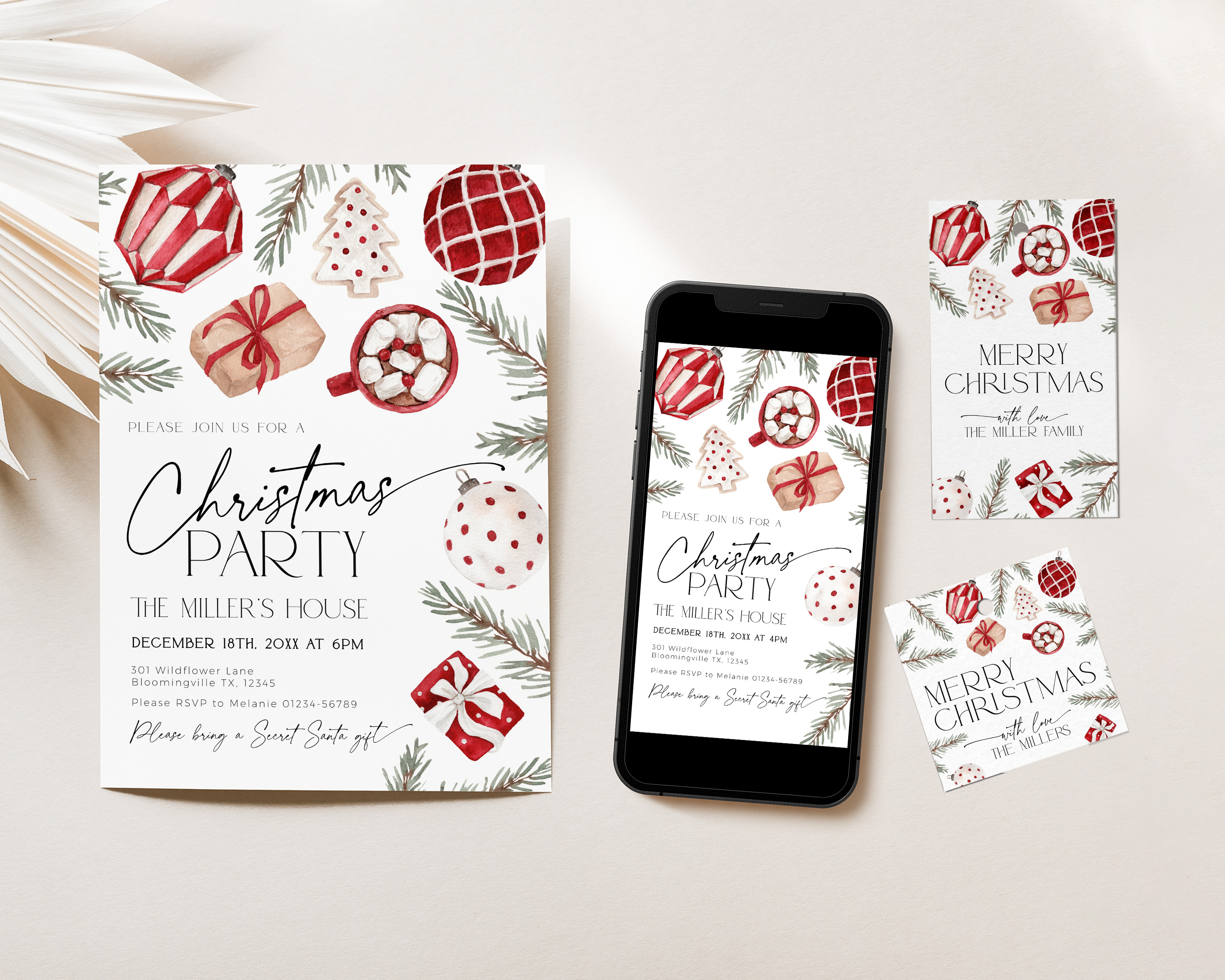 CHB73-01 Invitation Bundle - Red Christmas design preview