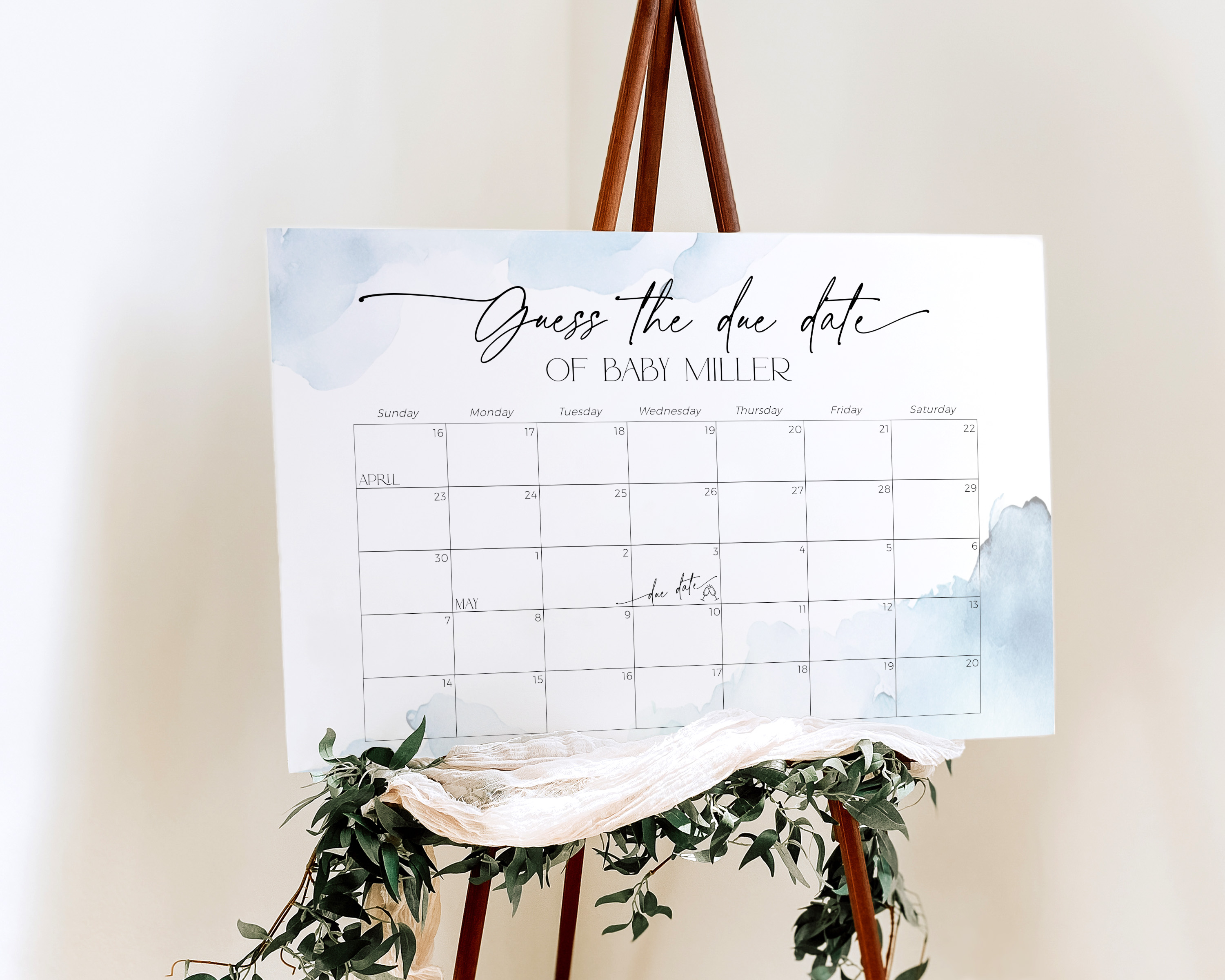 BB037-17 Guess the due date sign - Cloud Nine Blue design preview