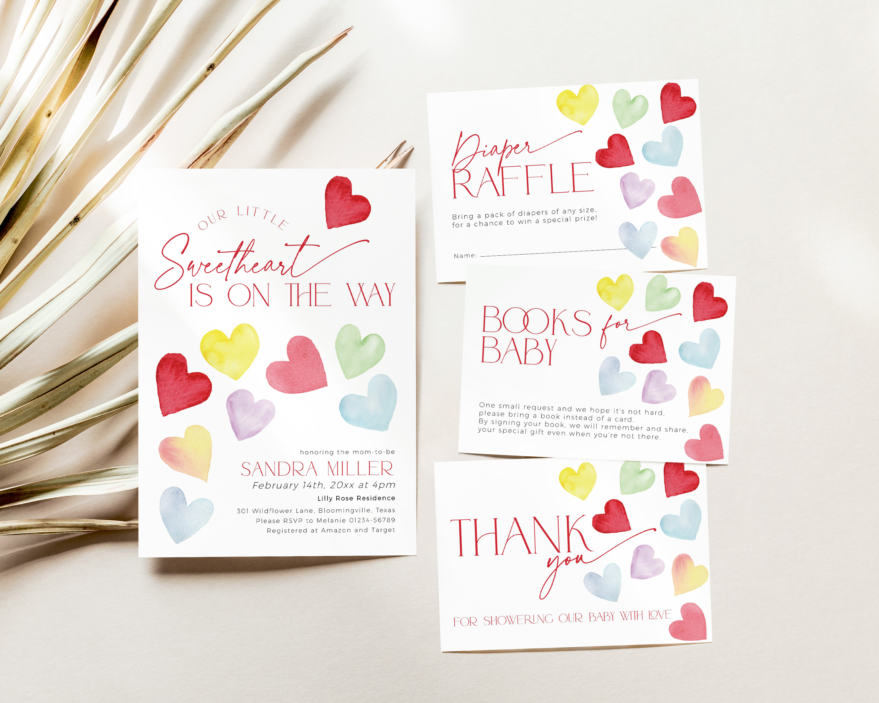 BBB86-01 Invitation Bundle - Colorful Hearts design preview
