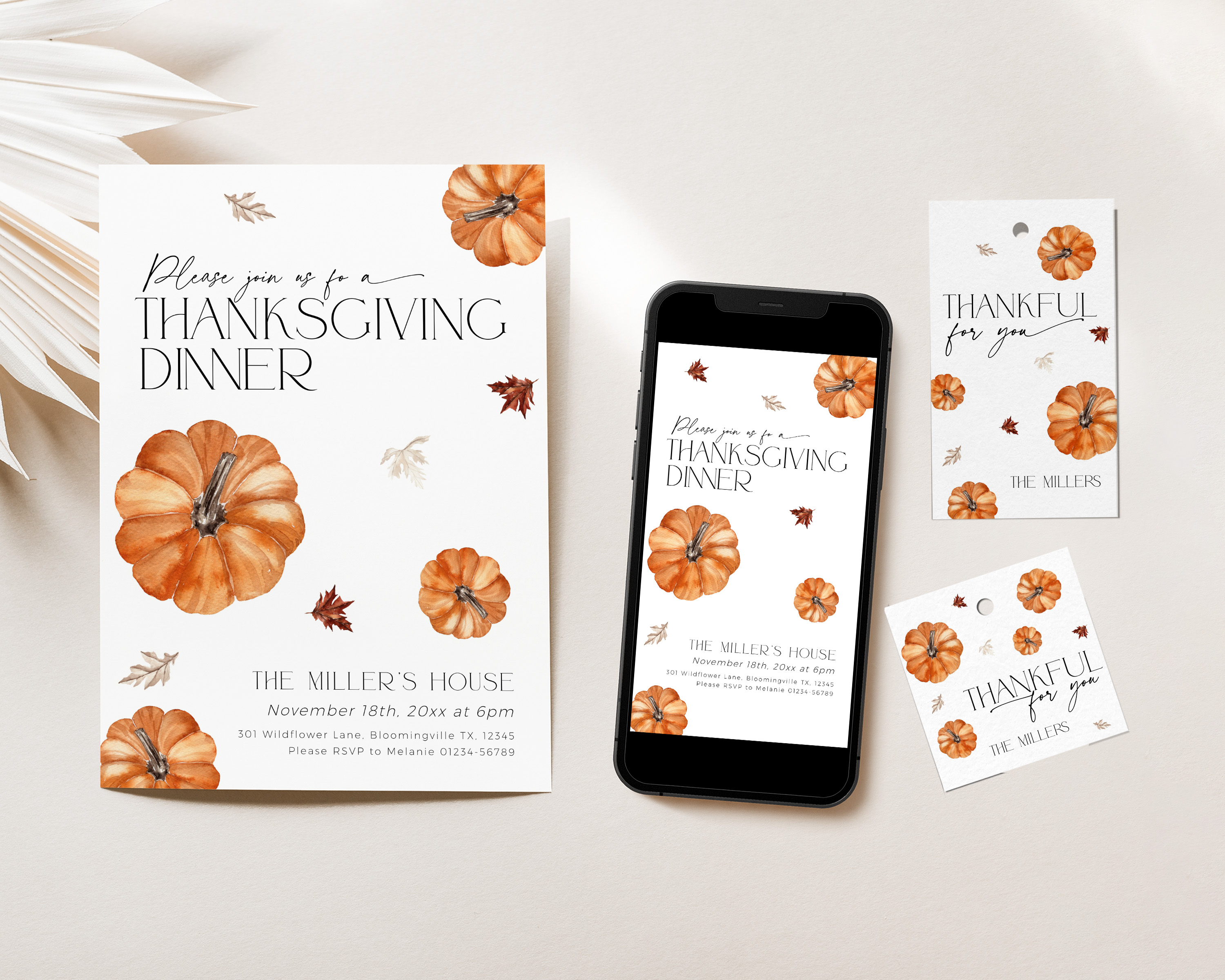CHB66-01 Thanksgiving Invitation - Orange Pumpkins design preview