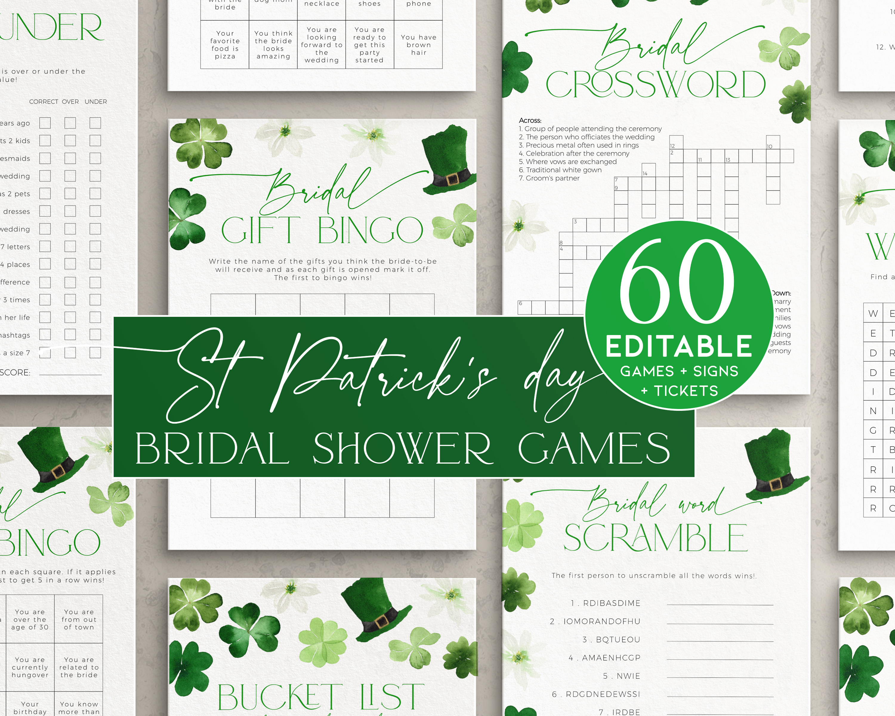 BSG101-00 Bridal Shower Games - Shamrock design preview