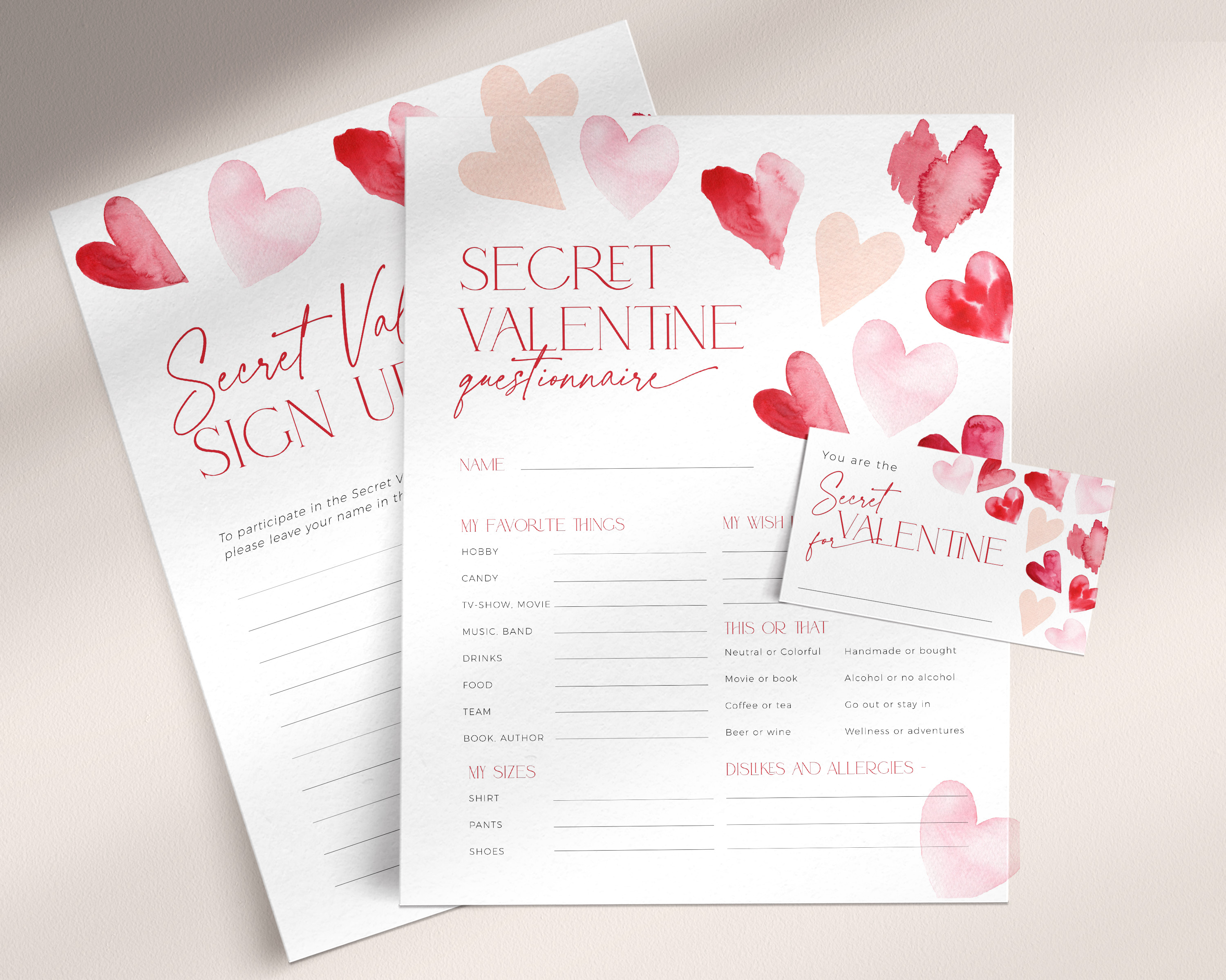 CHB84-02 Secret Valentine Set - Red Hearts design preview