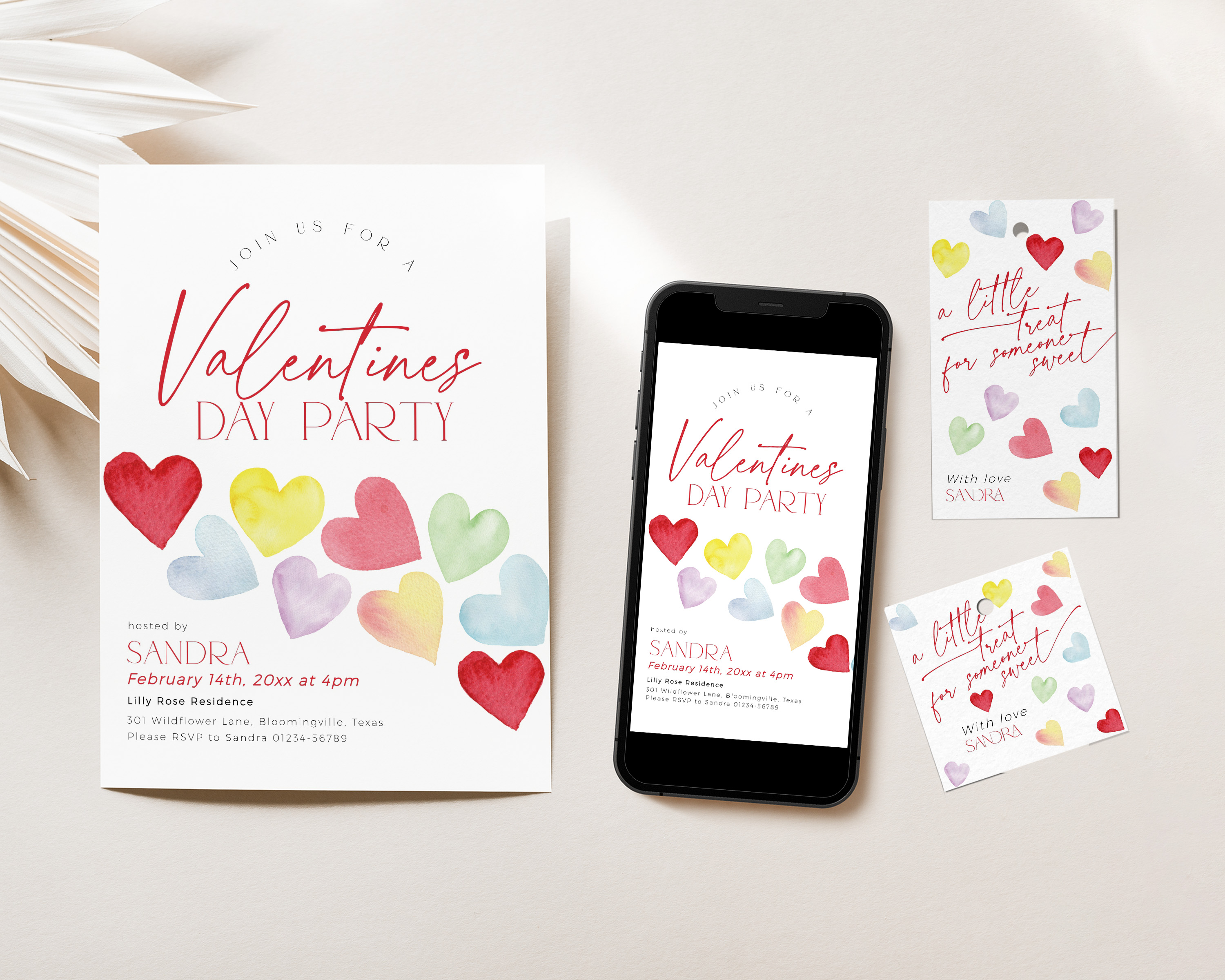 CHB86-01 Invitation Set- Colorful Hearts design preview