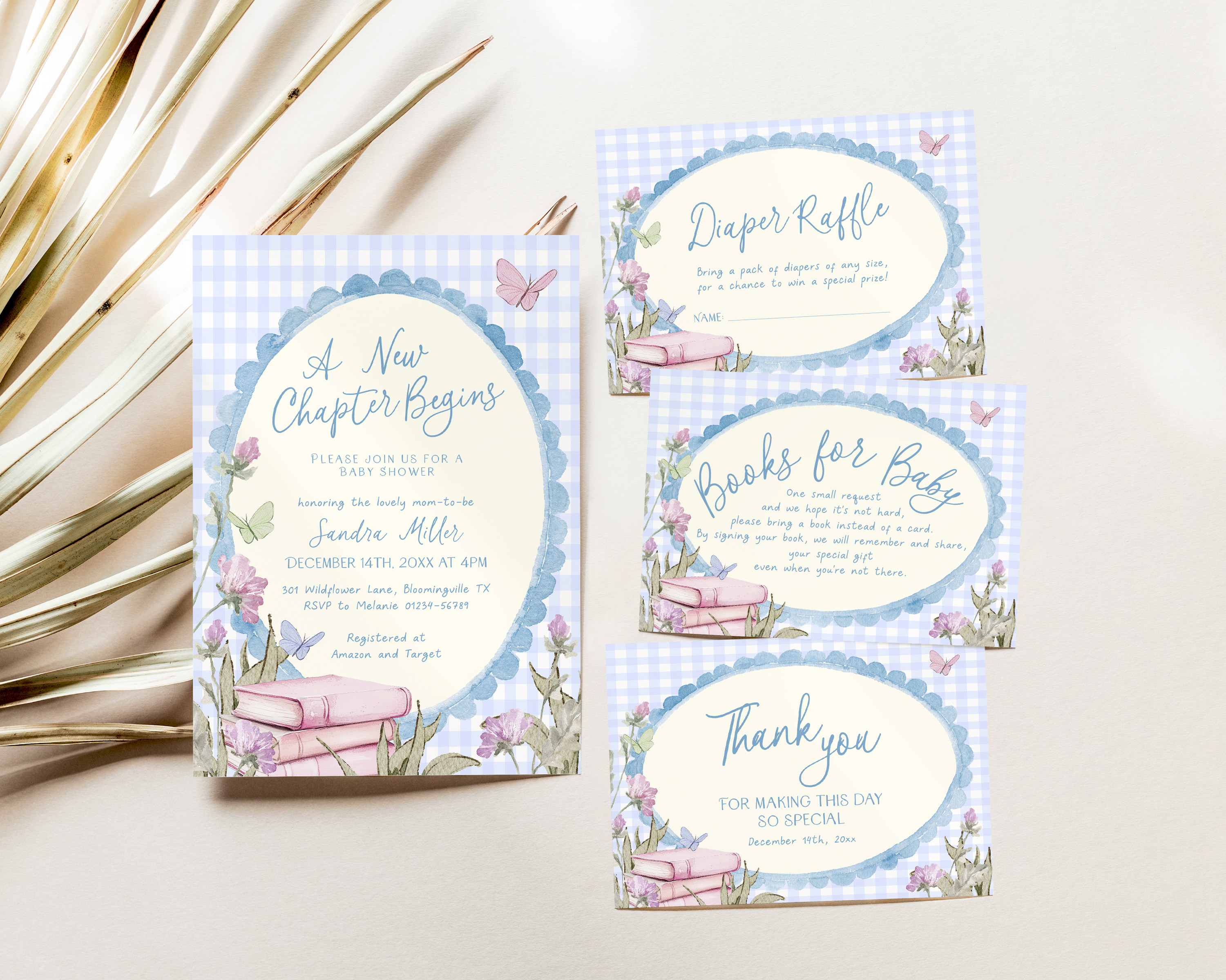 BBB118-01 Invitation BUNDLE - Storybook Blue Gingham design preview