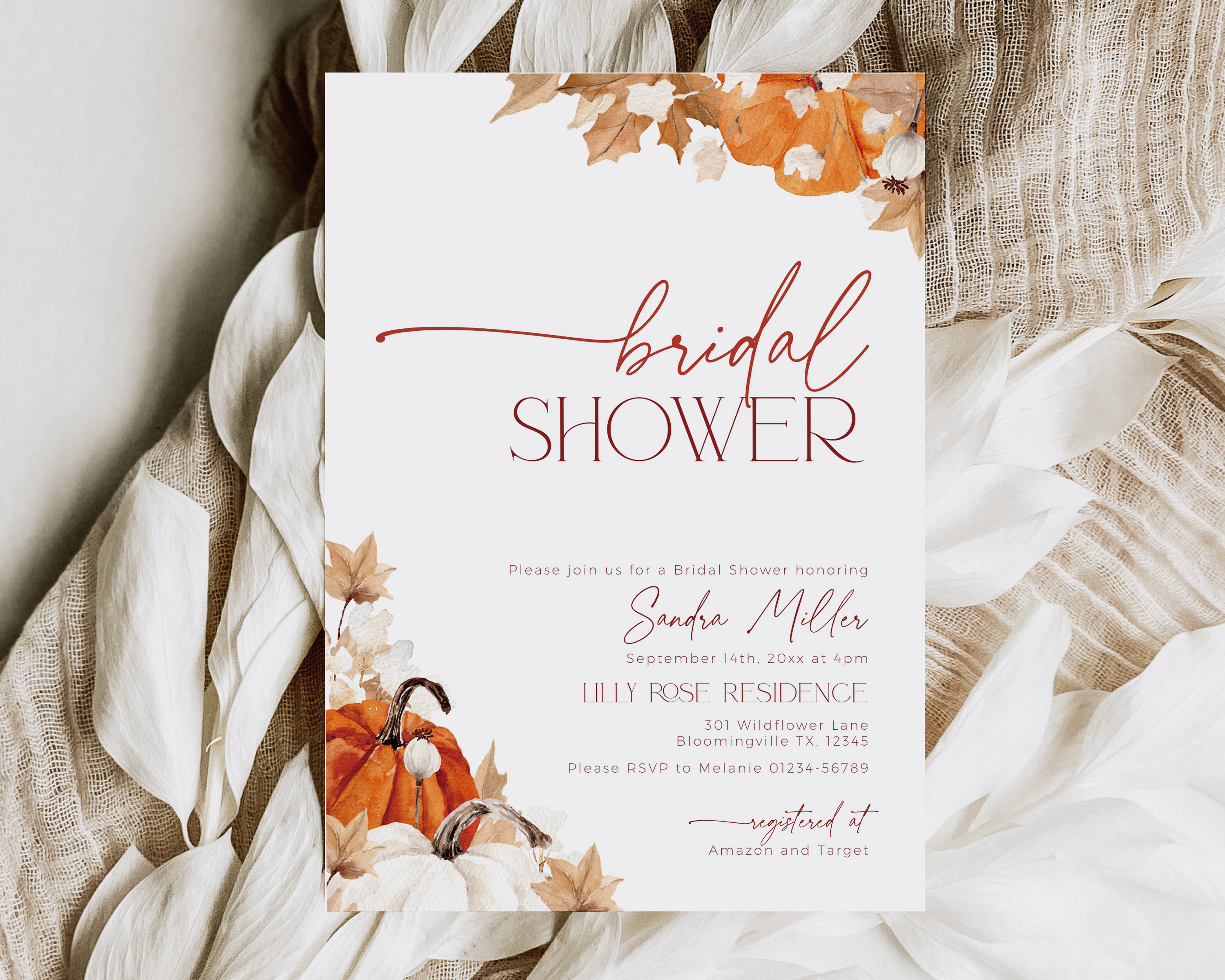 BS063-01 Invitation - Fall in Love Pumpkin design preview