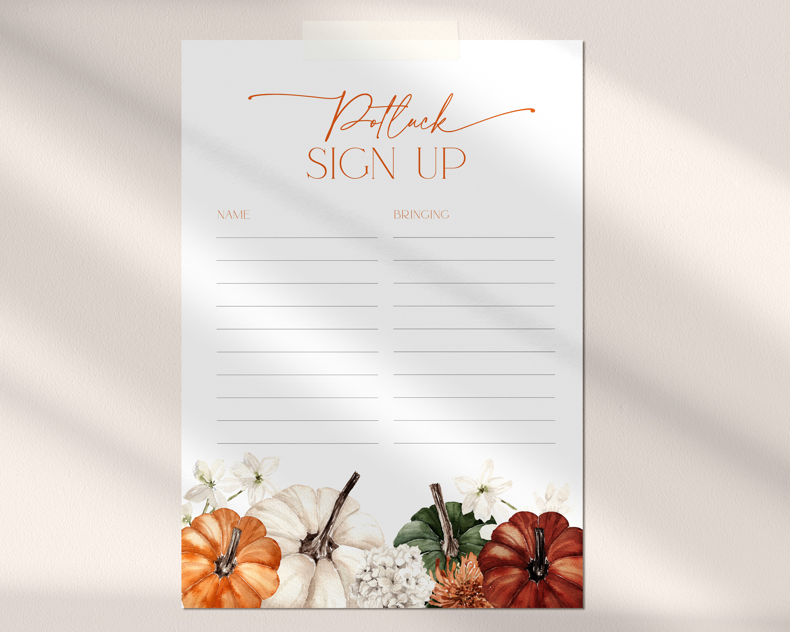 CH065-06 Potluck Sign Up Sheet - Colorful Pumpkins design preview