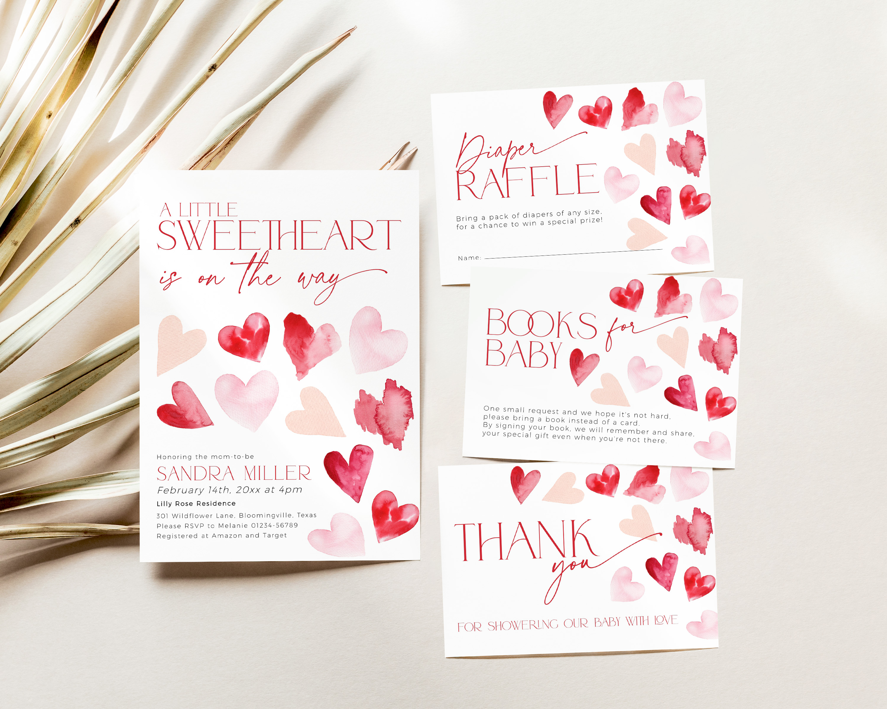 BBB84-01 Invitation Bundle - Red Hearts design preview