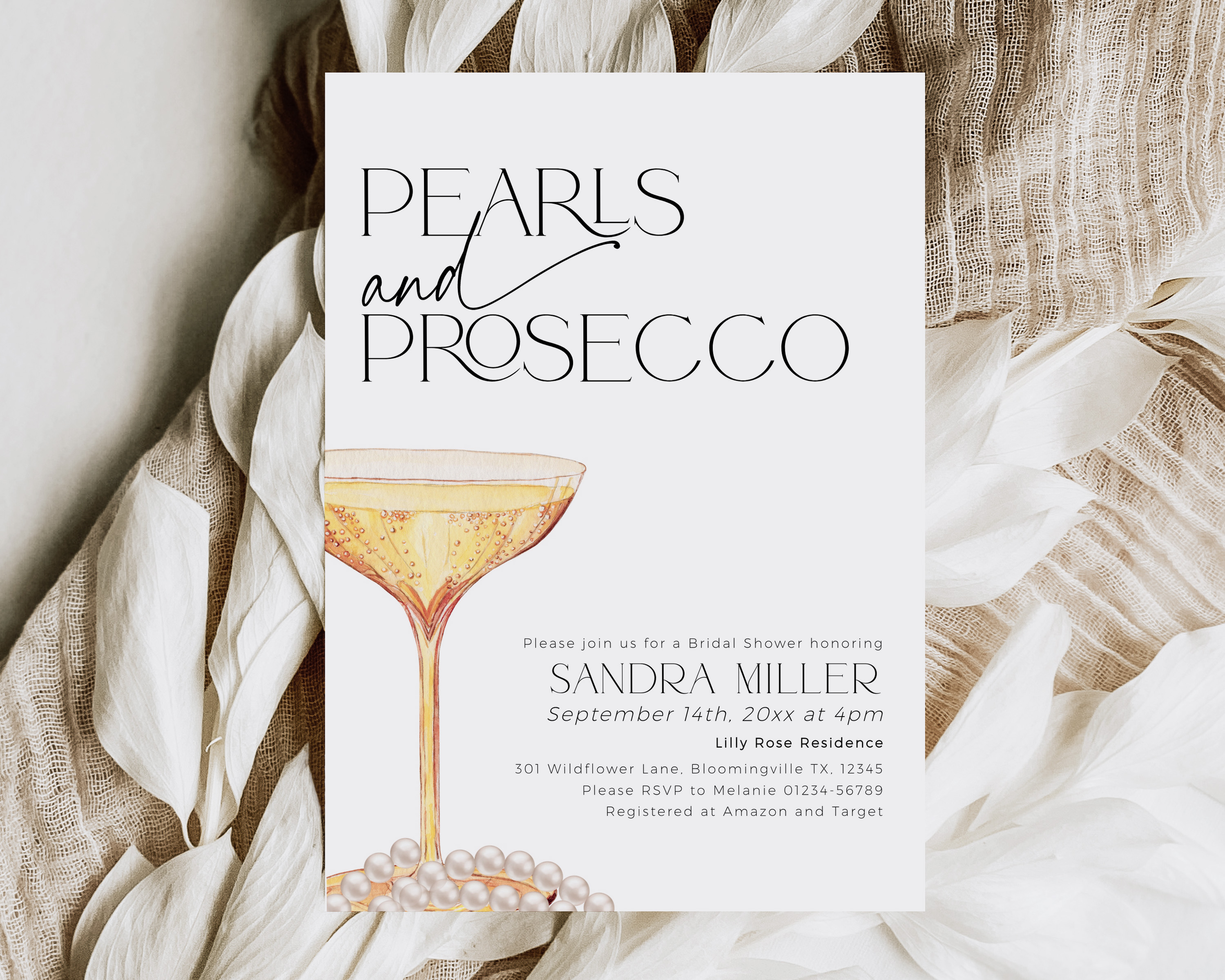 BS061-01 Invitation - Pearls and Prosecco design preview