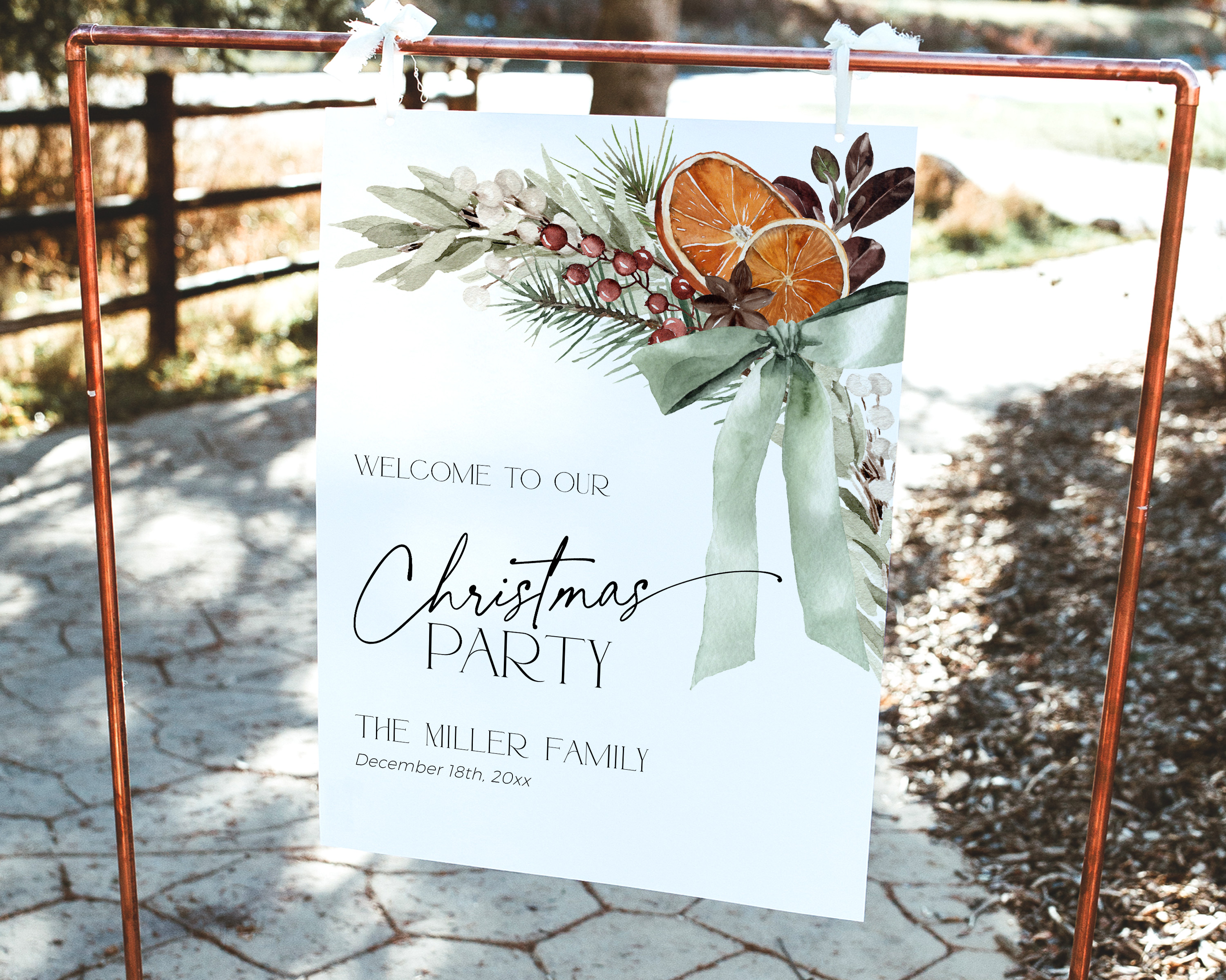 CH069-04 Welcome Sign - Christmas Bow design preview