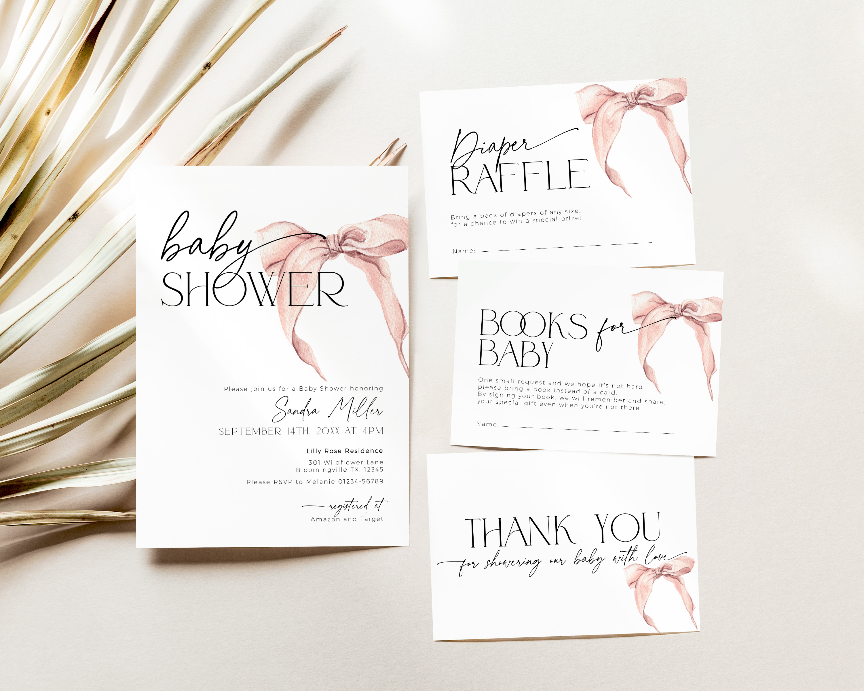 BBB58-01 Invitation SET - Bow Pink design preview