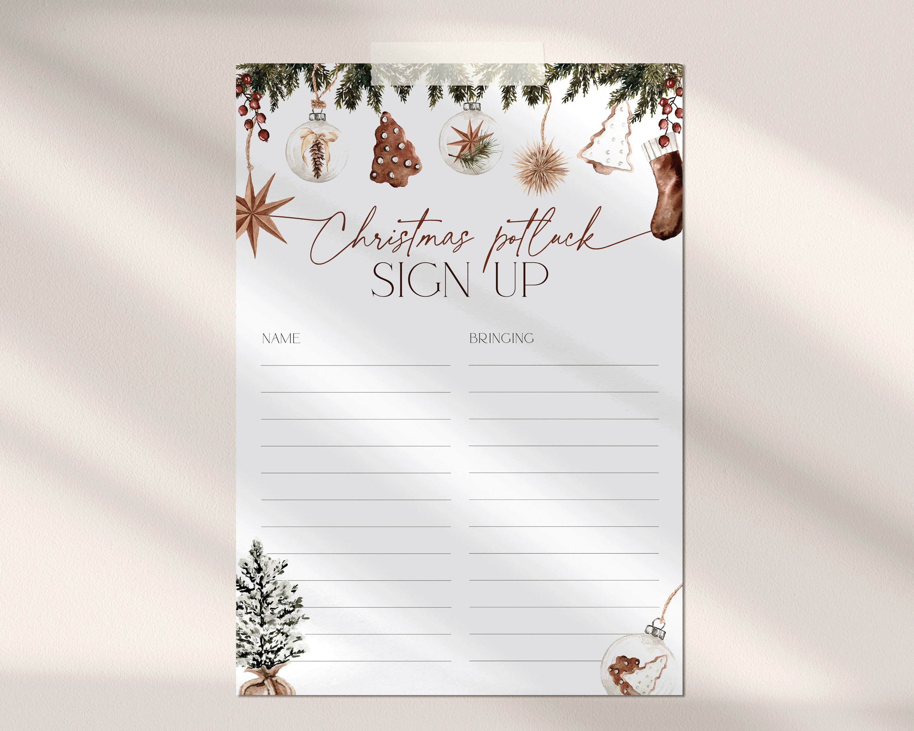 CH053-06 Potluck Sign Up Sheet - Cozy Christmas design preview
