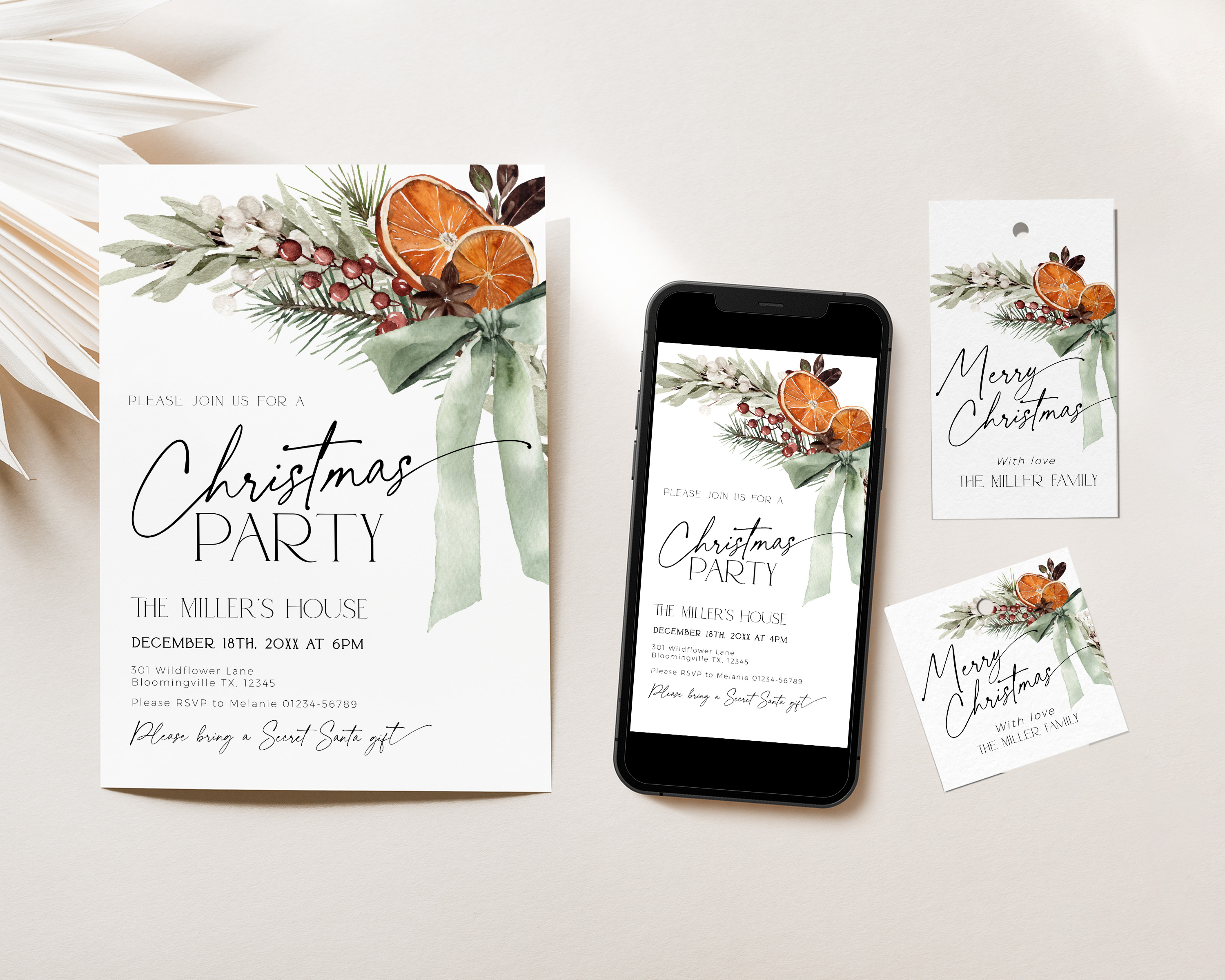 CHB69-01 Invitation Bundle - Christmas Bow design preview