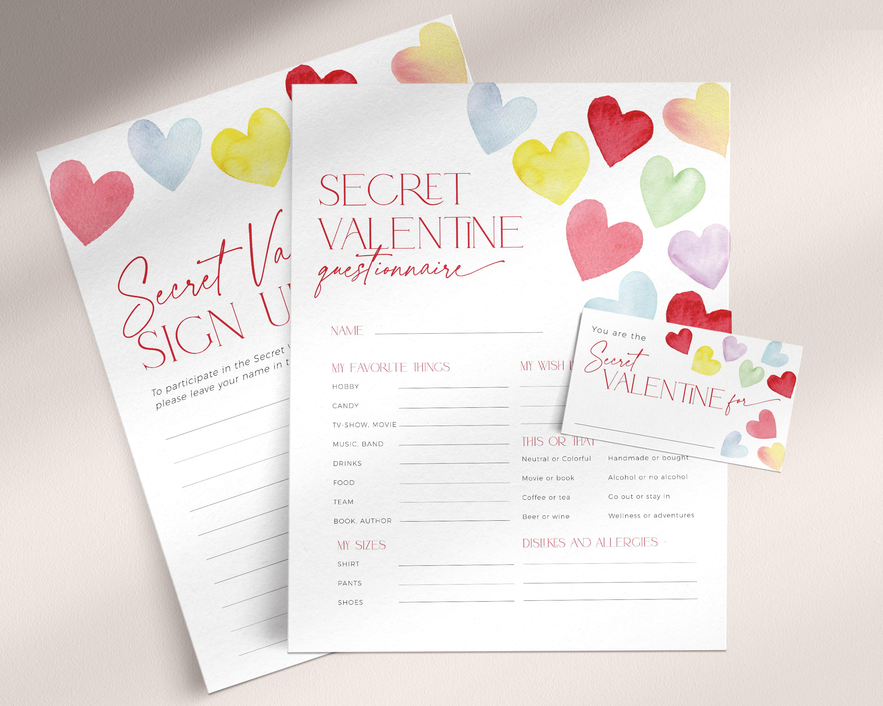 CHB86-02 Secret Valentine Set - Colorful Hearts design preview
