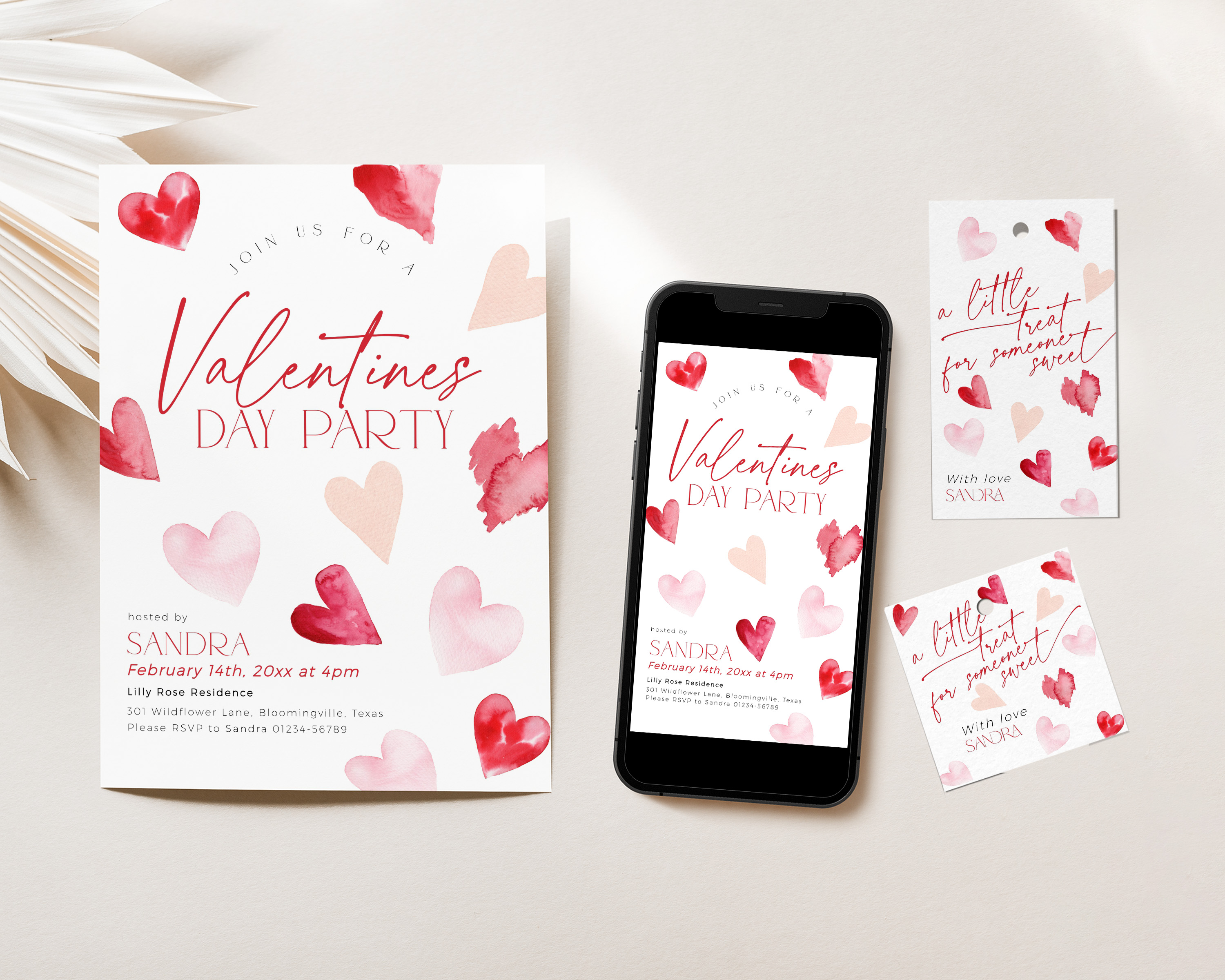CHB84-01 Invitation Set - Red Hearts design preview