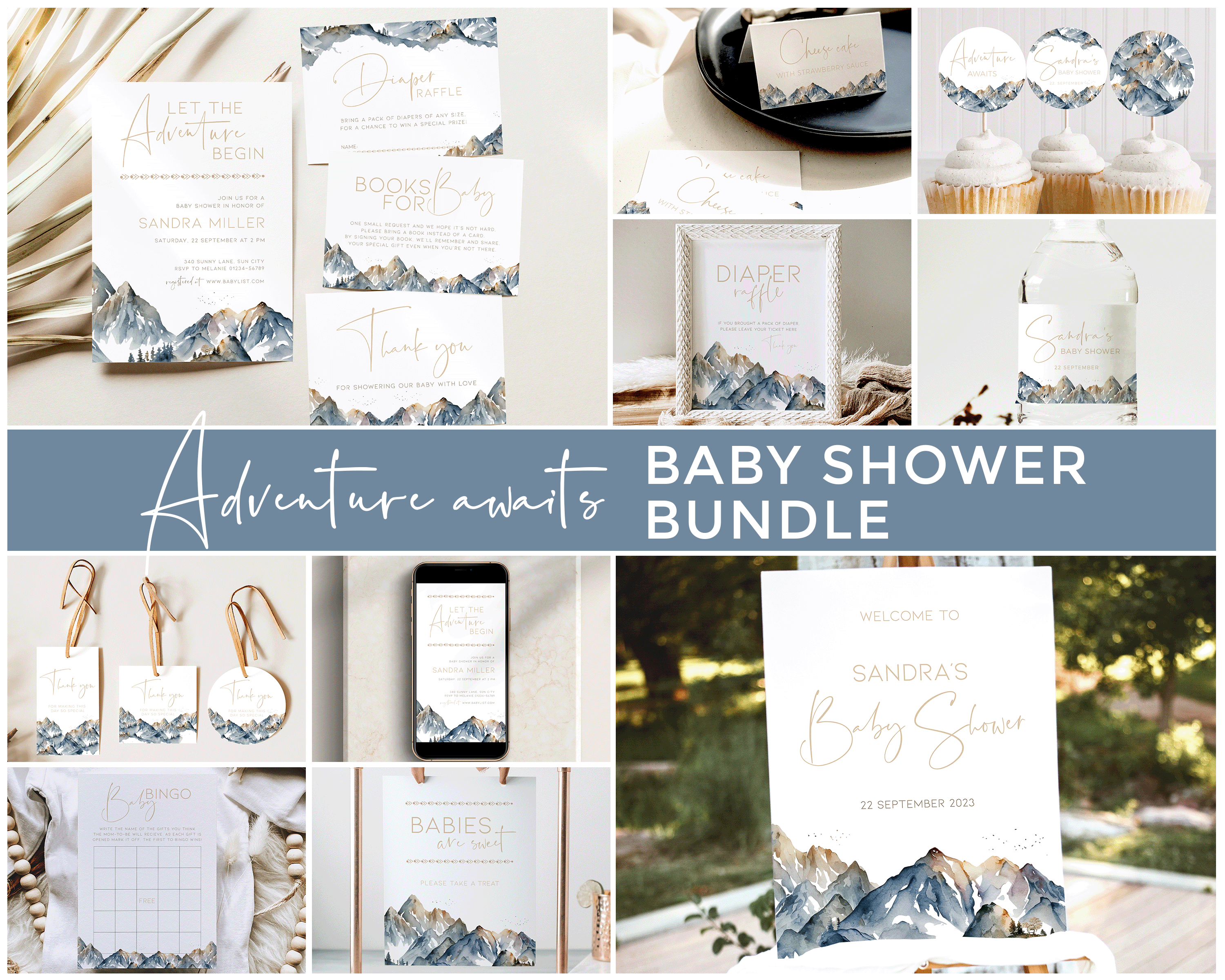 BB021-0000 Baby Shower BUNDLE - Mountains design preview