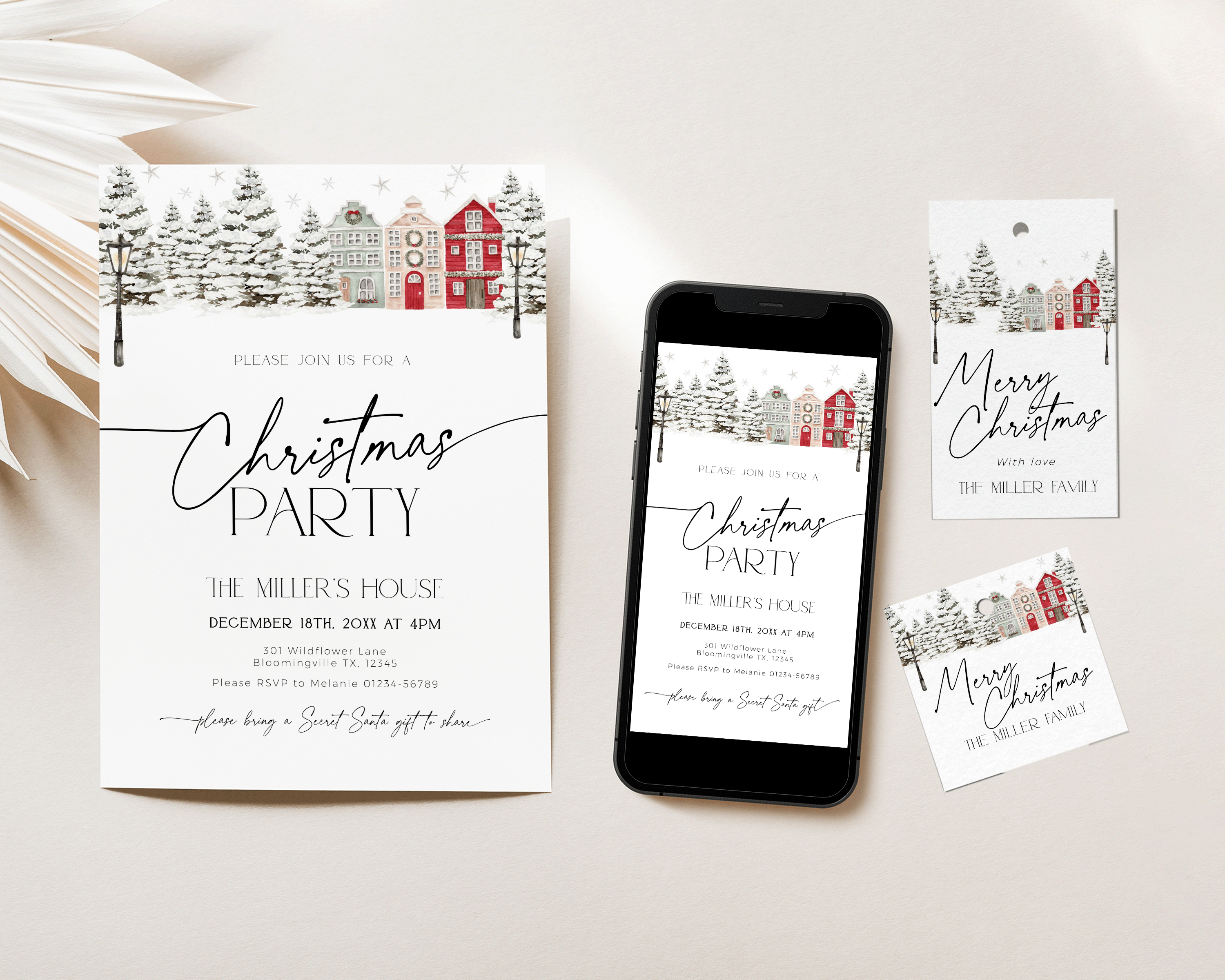 CHB48-01 Invitation Set - Christmas Village design preview